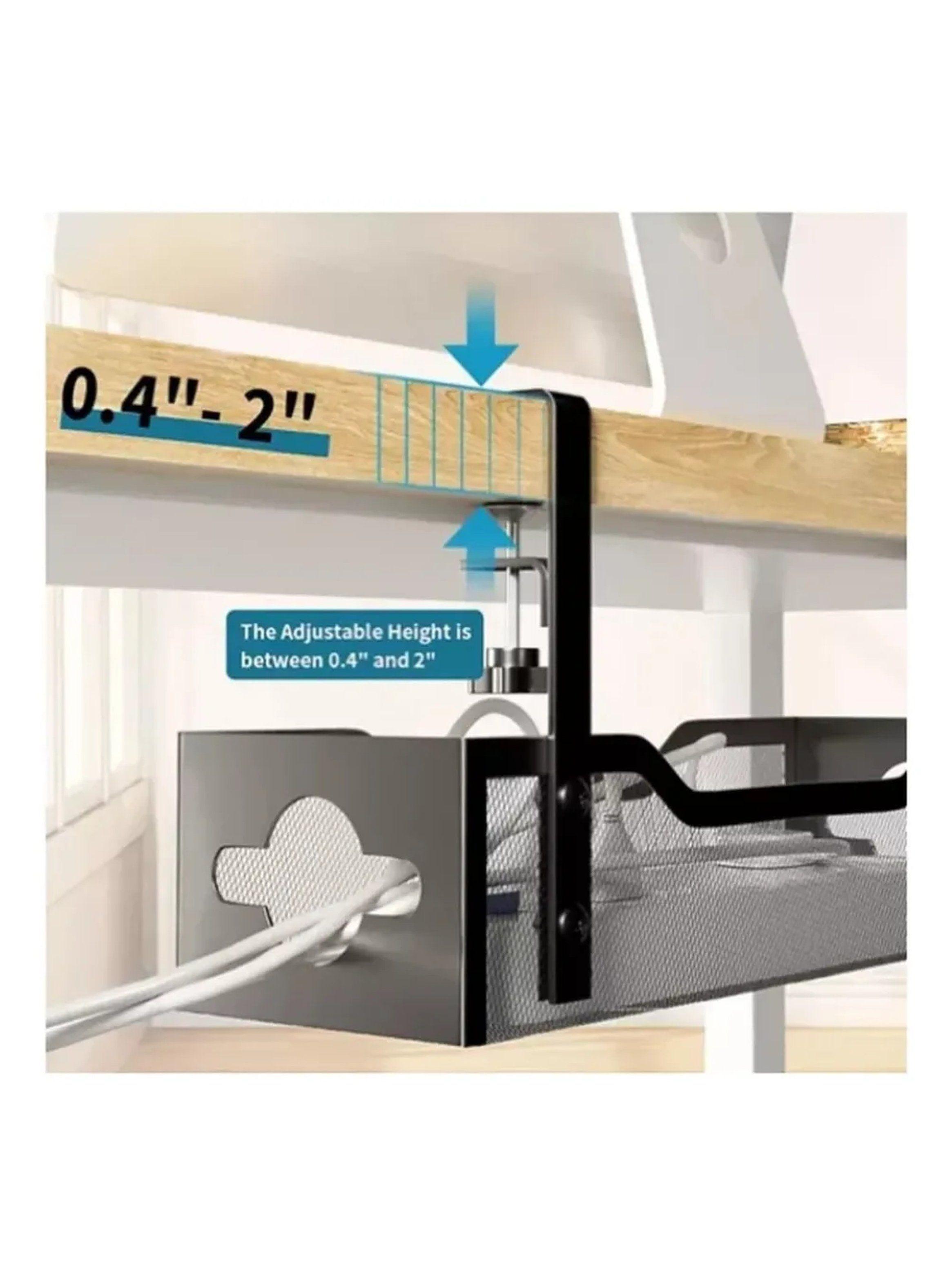 Organizador de Cables de Escritorio Metálico Negro Instalación Rápida-3