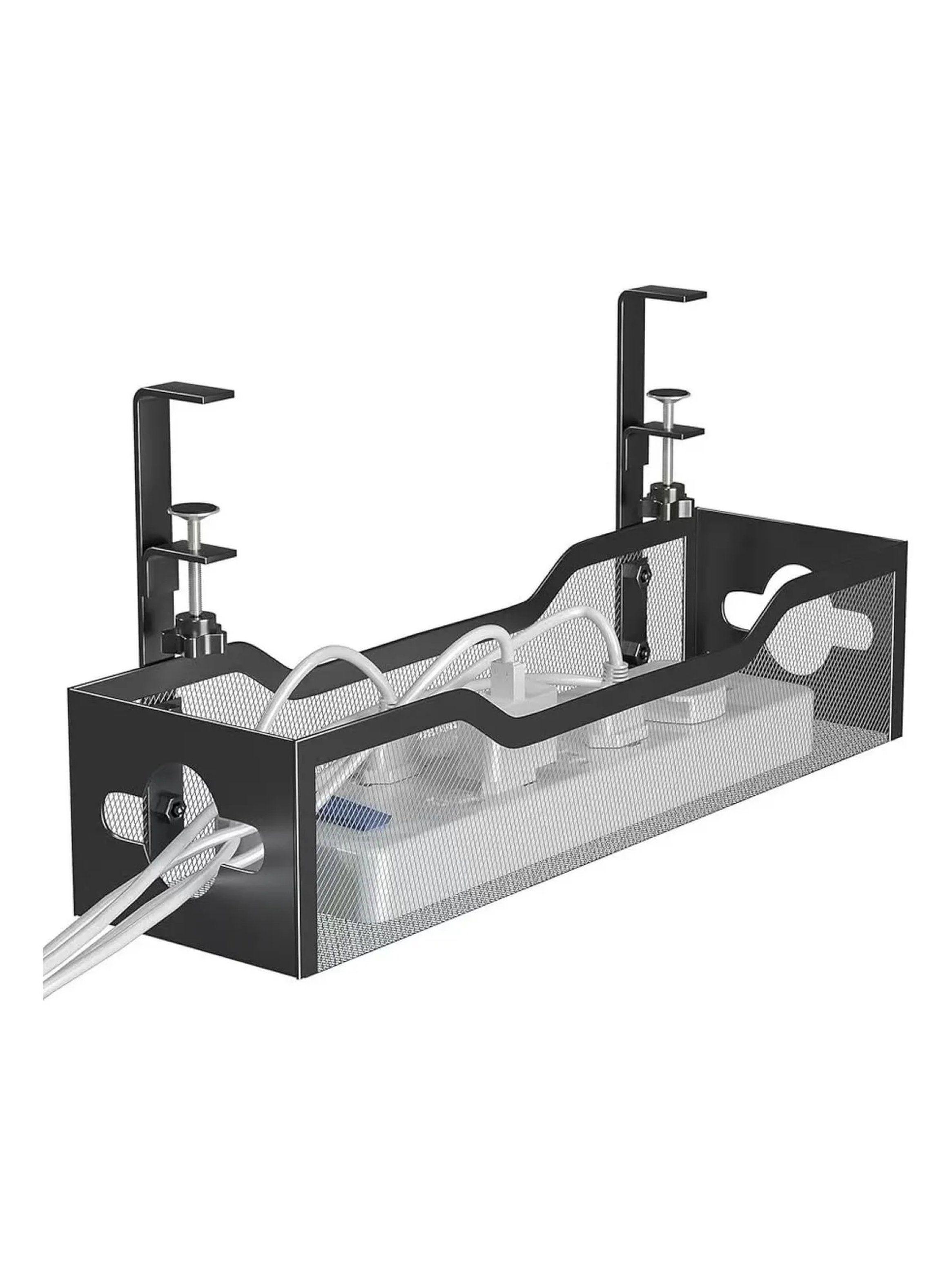 Organizador de Cables de Escritorio Metálico Negro Instalación Rápida-5