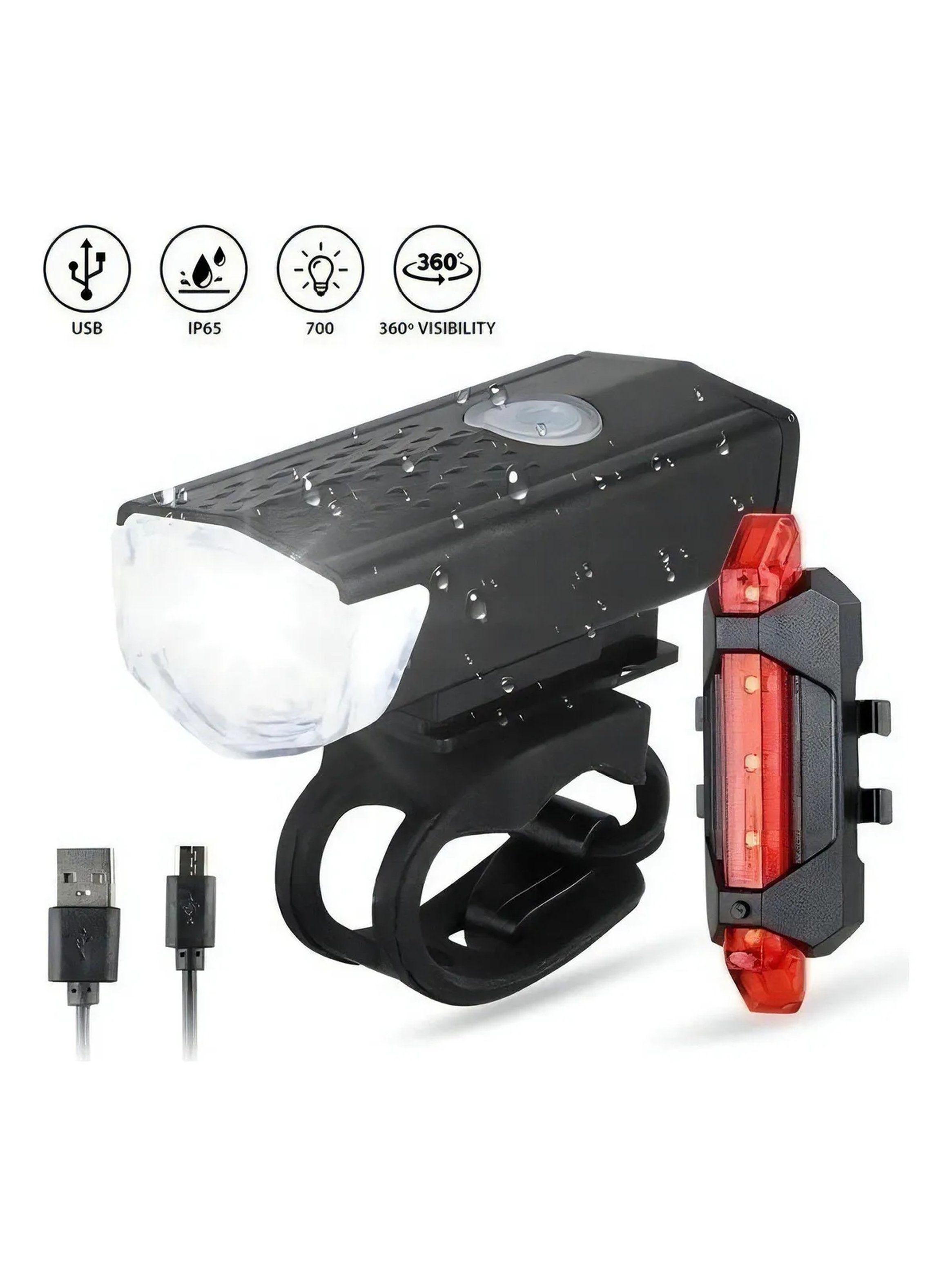 Luz Delantera y Trasera Para Bicicleta Recargable LED USB-3