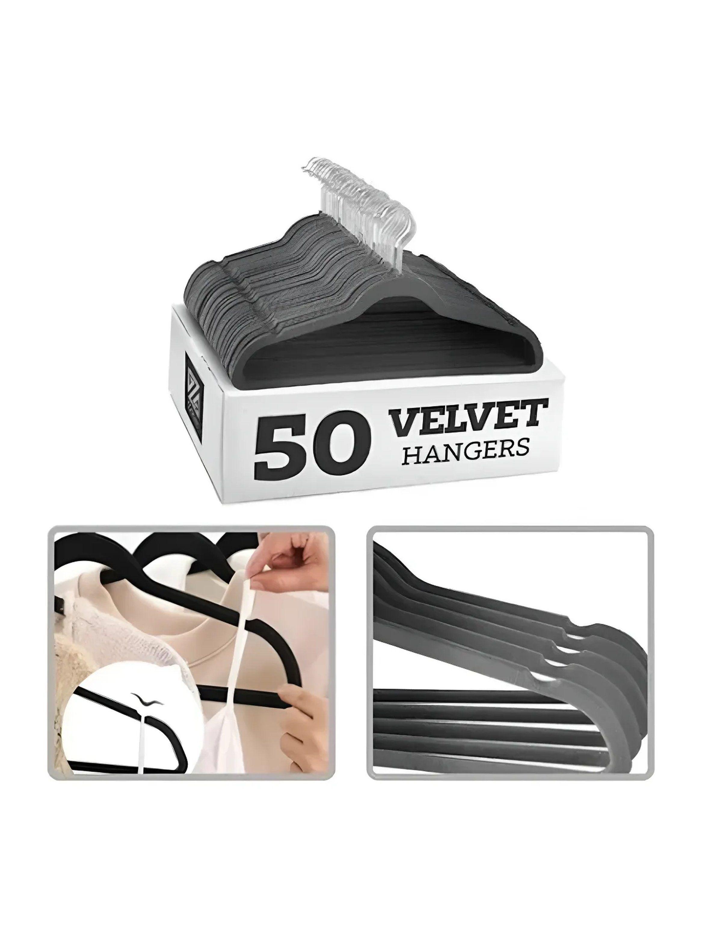 Perchas de Terciopelo Antideslizantes Set de 50 Color Gris-0