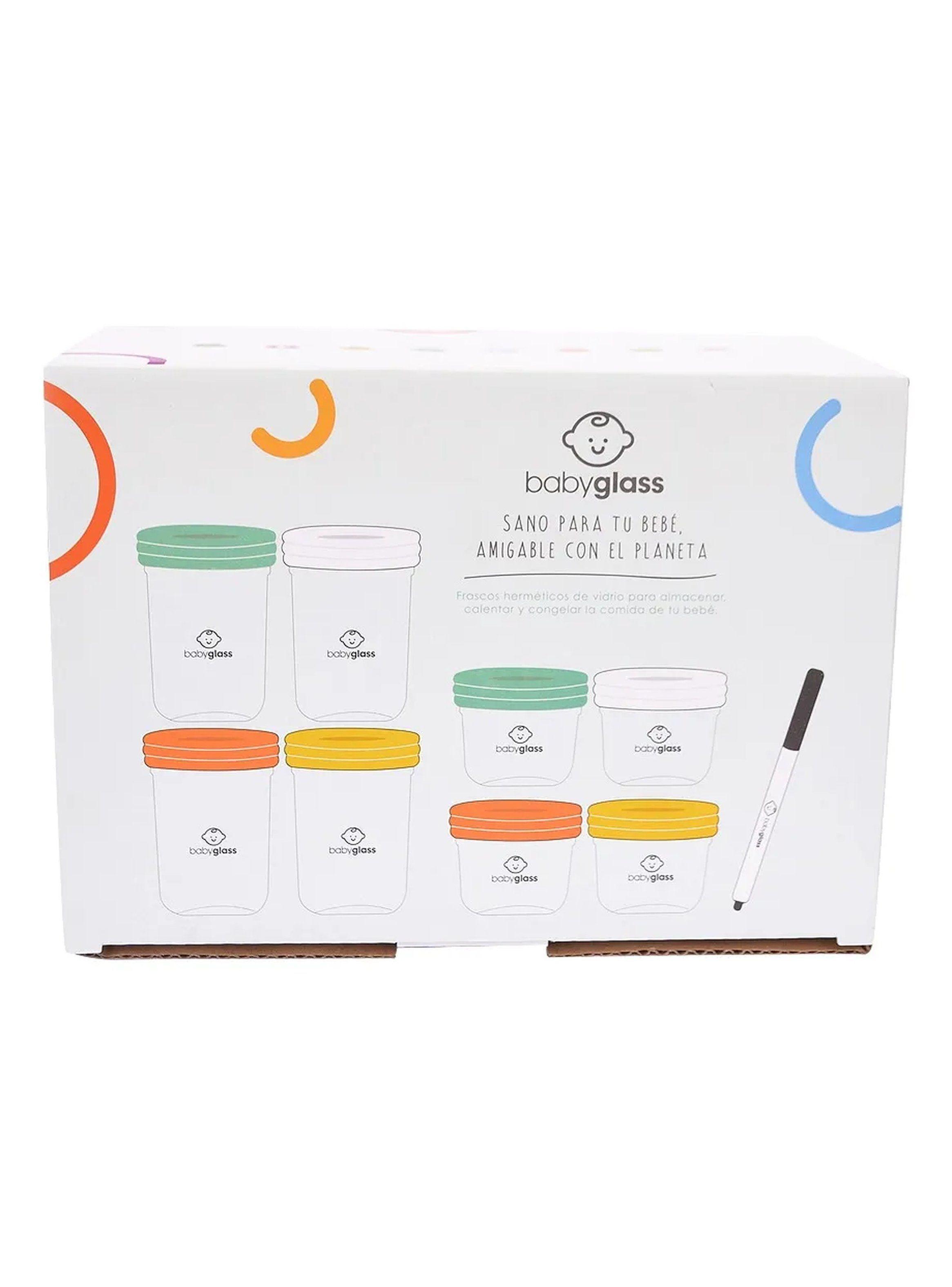 Set de Contenedores de Alimentos para Bebé Vidrio y Silicona Multicolor-0