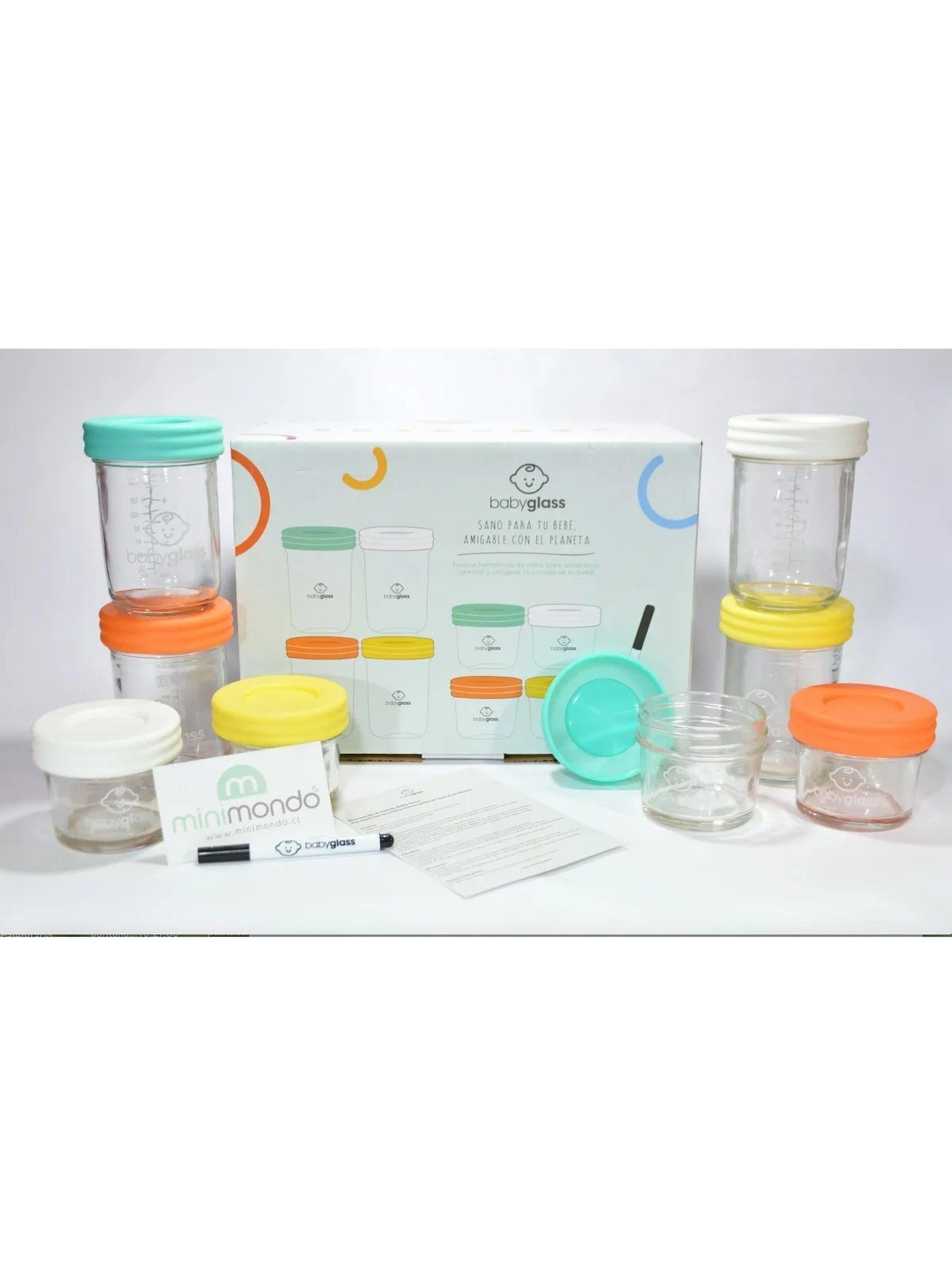 Set de Contenedores de Alimentos para Bebé Vidrio y Silicona Multicolor-2