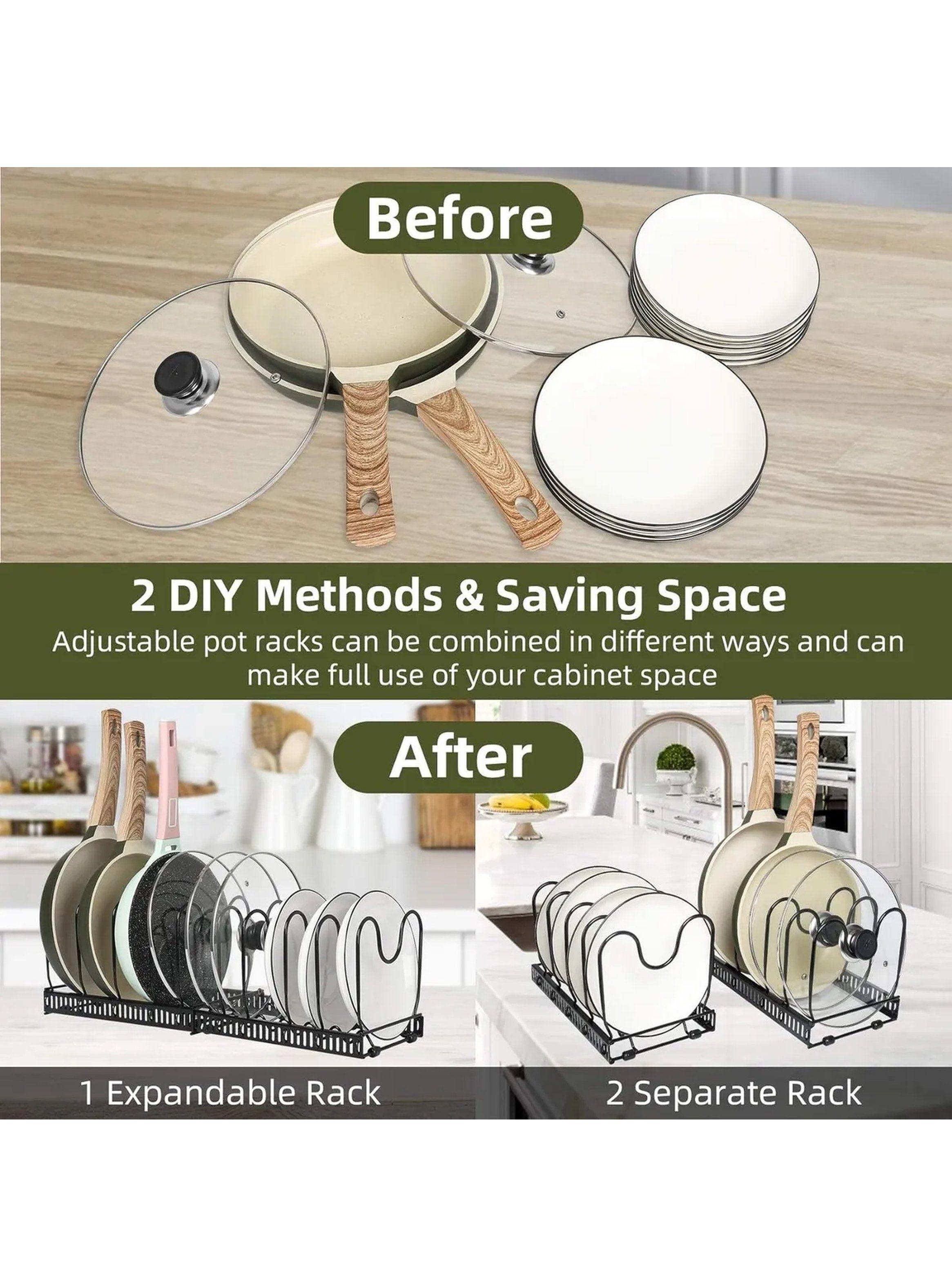 Estante Ajustable para Ollas con Diseño Expandible para Gabinetes de Cocina-2