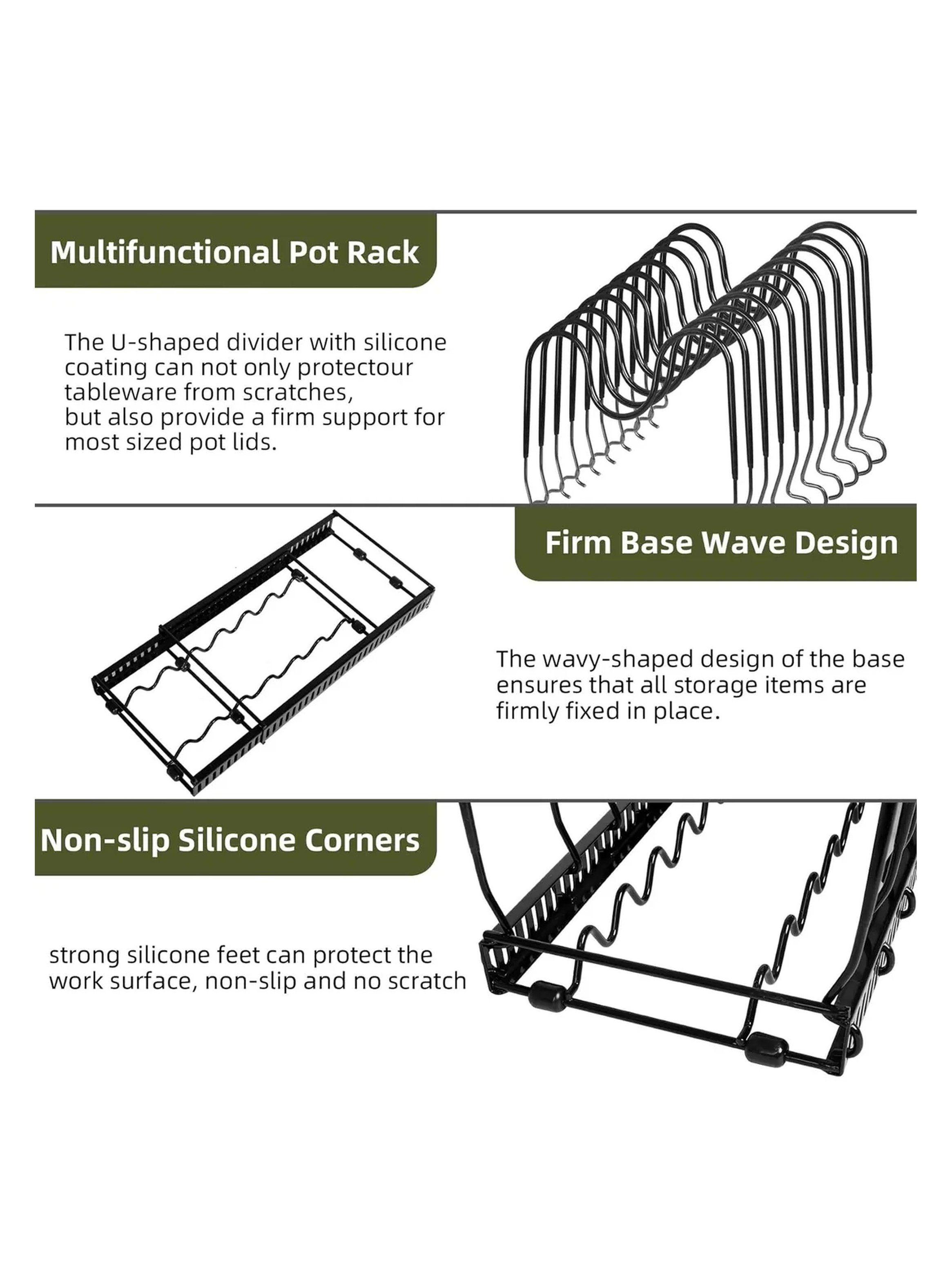 Estante Ajustable para Ollas con Diseño Expandible para Gabinetes de Cocina-4