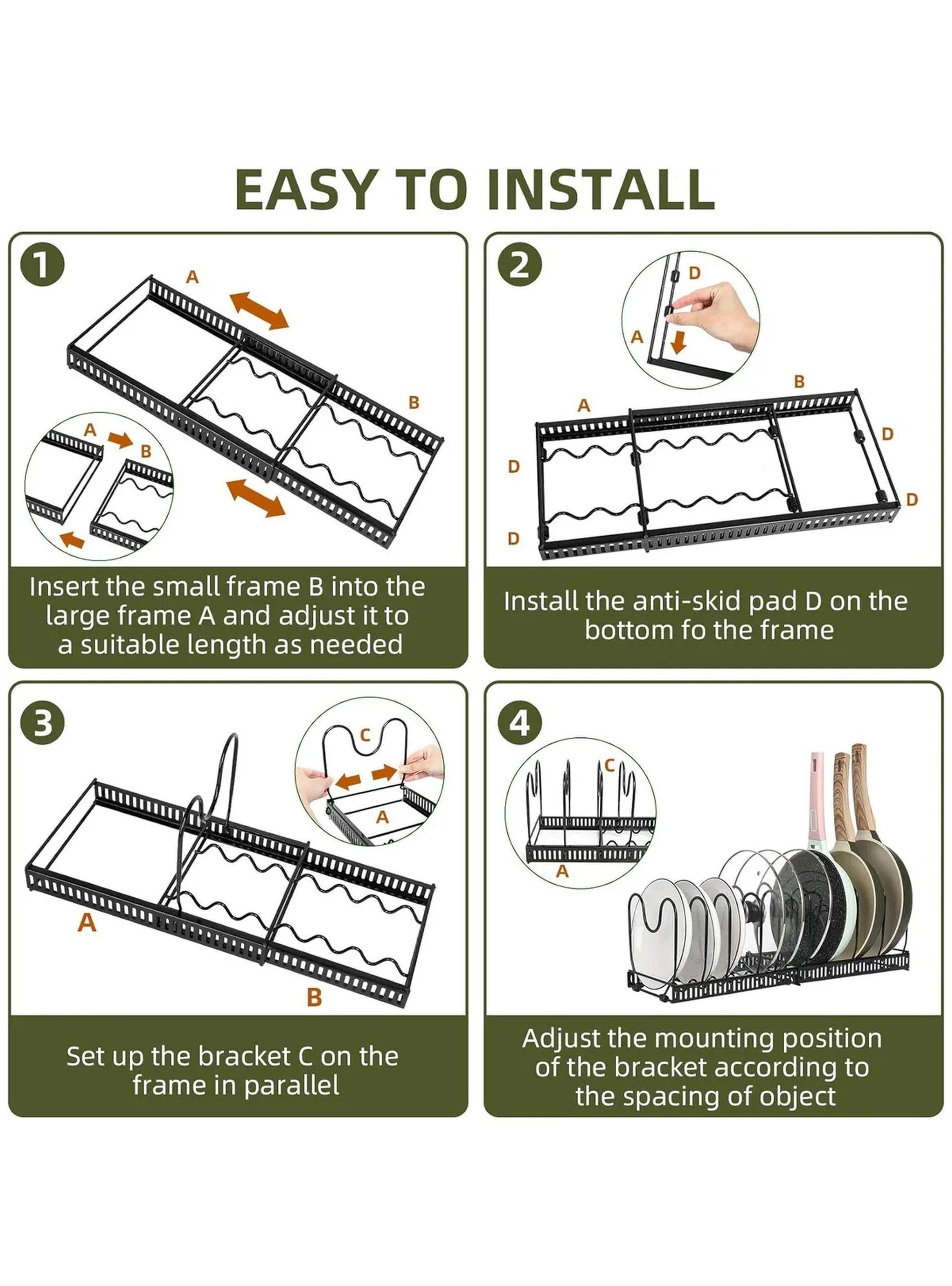 Estante Ajustable para Ollas con Diseño Expandible para Gabinetes de Cocina-5