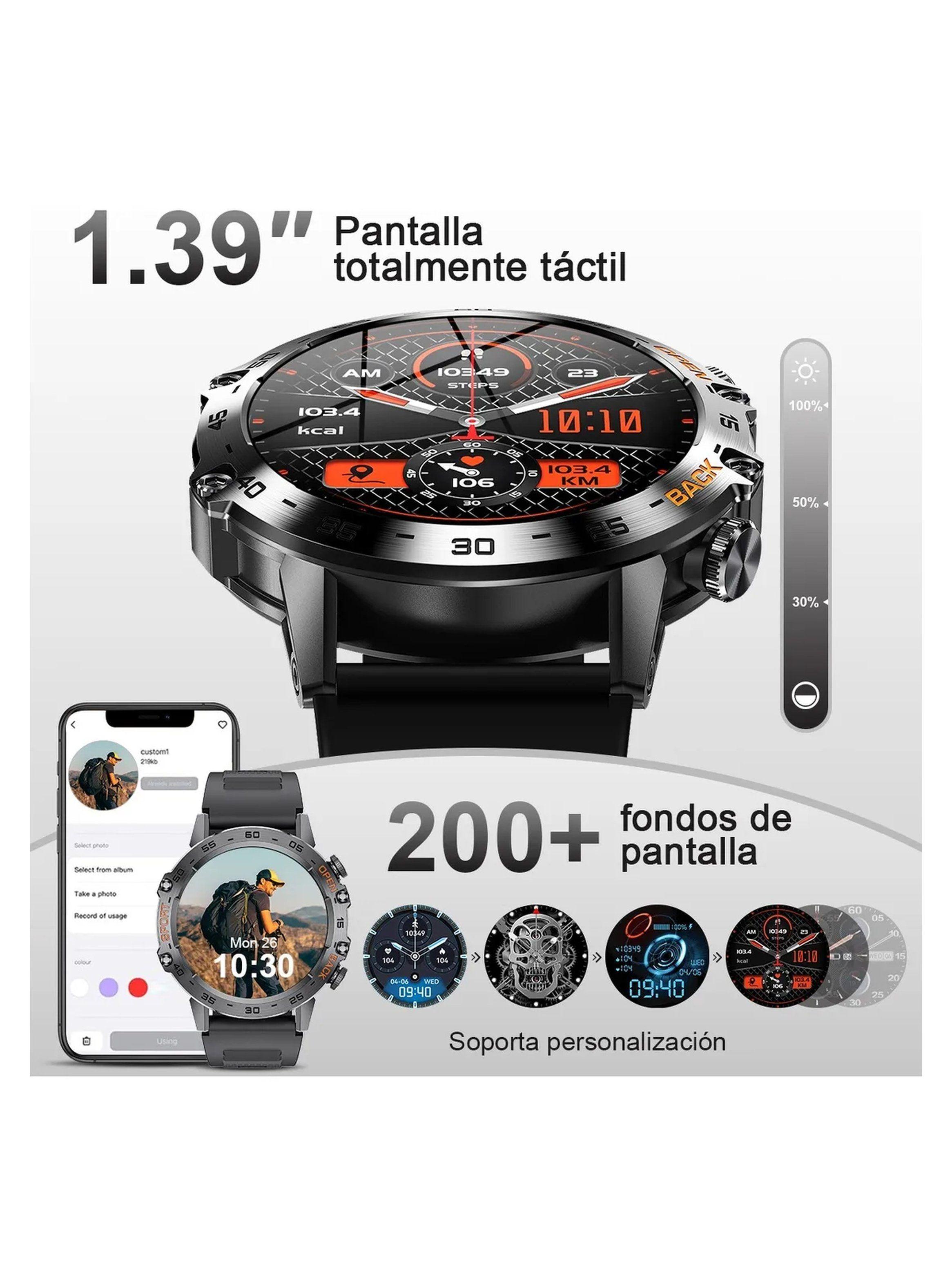 Reloj Inteligente Multifuncional Acero Inoxidable Pantalla Táctil-3
