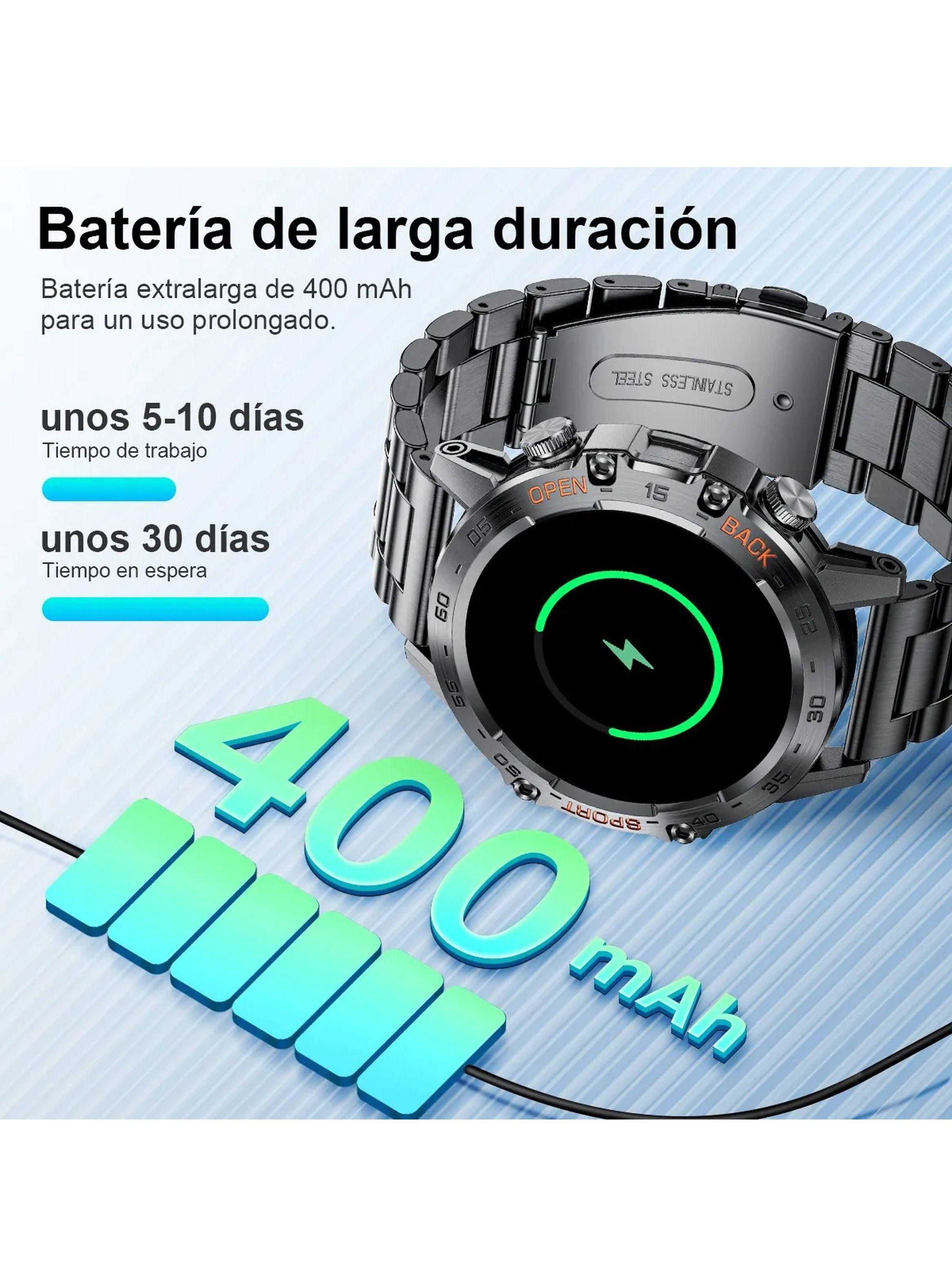 Reloj Inteligente Multifuncional Acero Inoxidable Pantalla Táctil-7