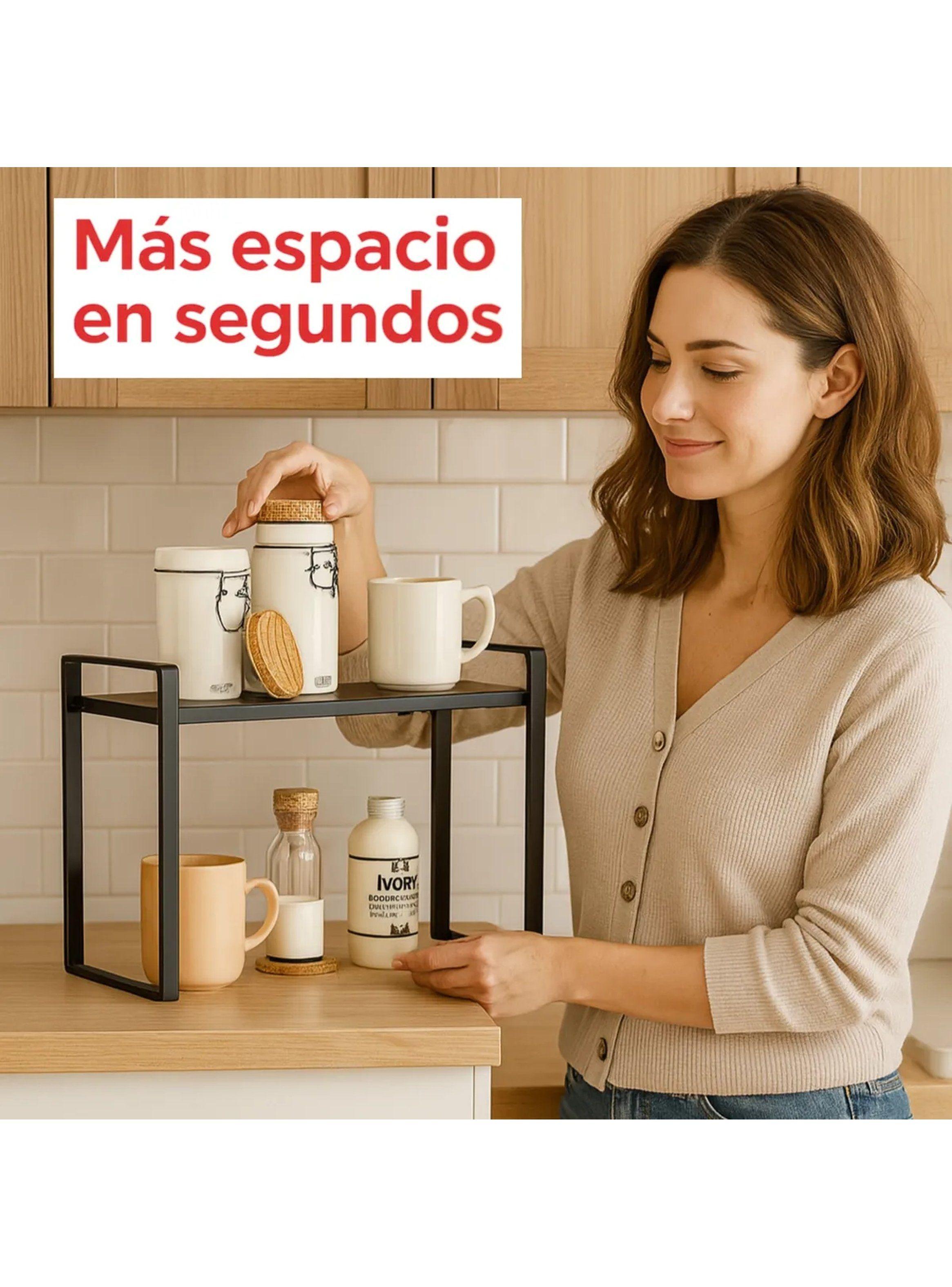 Estante de Cocina Extensible Moderno Metal Negro-2