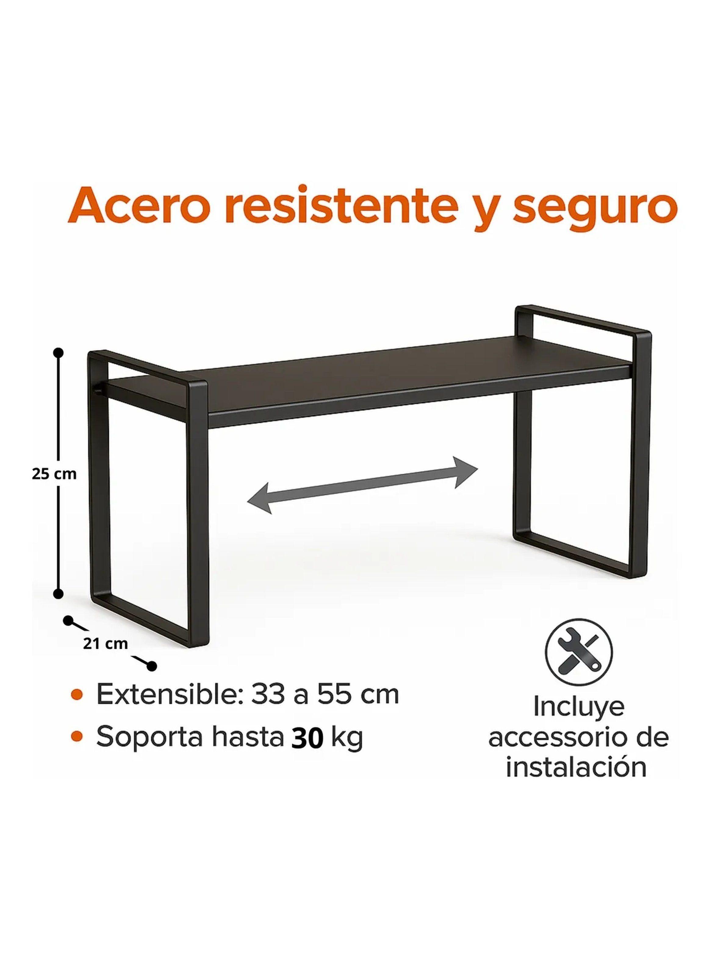 Estante de Cocina Extensible Moderno Metal Negro-3