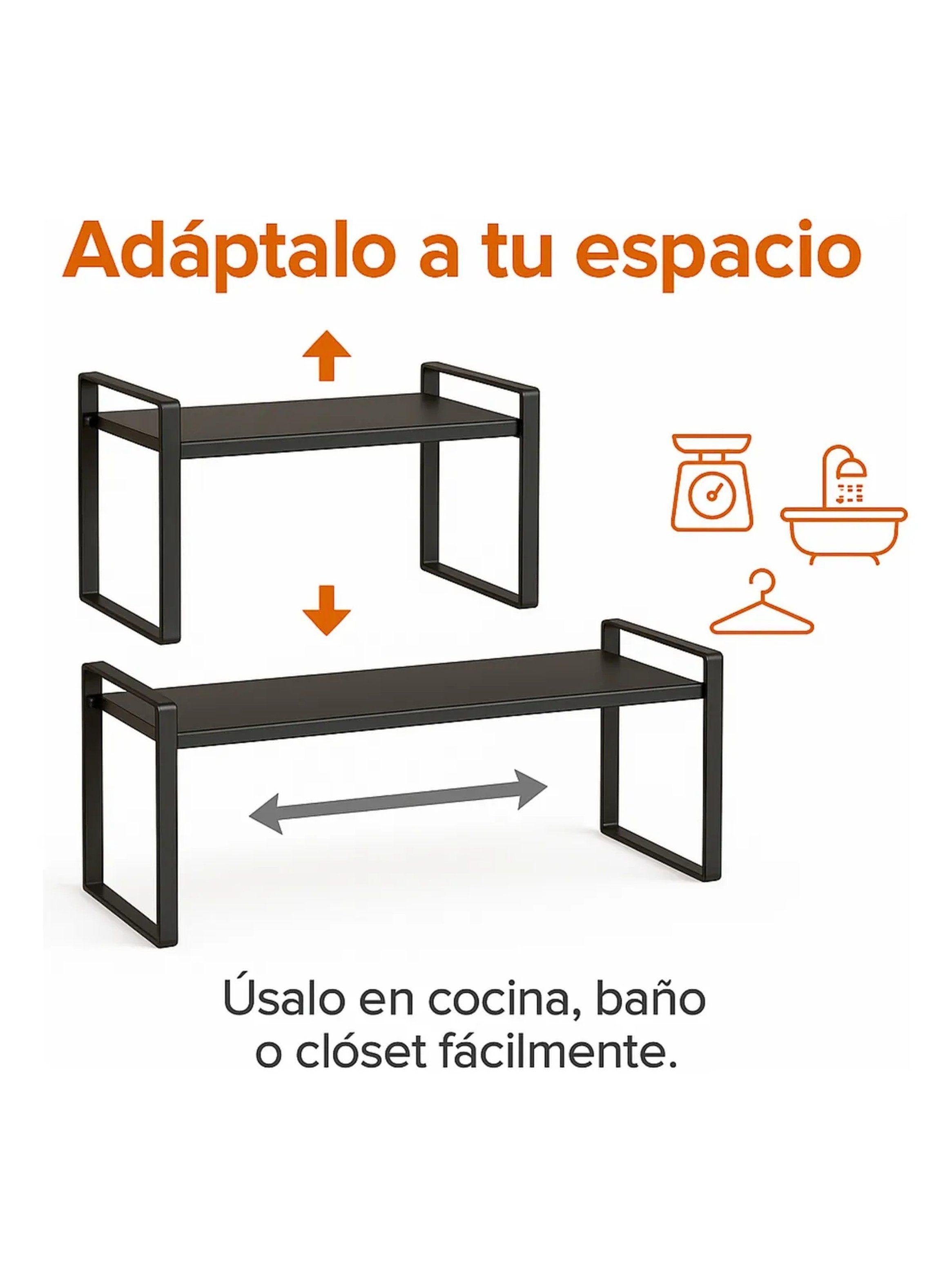 Estante de Cocina Extensible Moderno Metal Negro-4