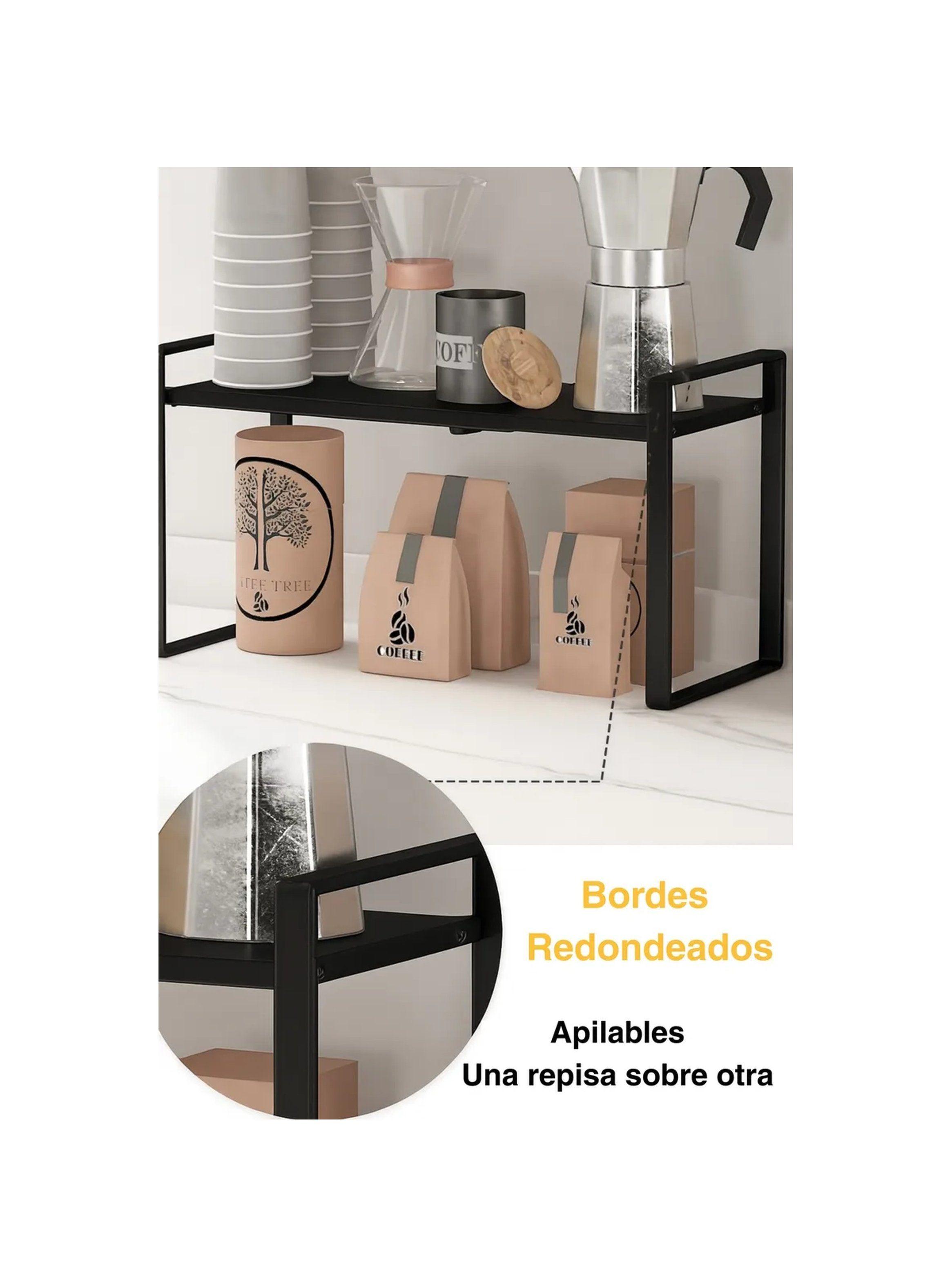Estante de Cocina Extensible Moderno Metal Negro-5