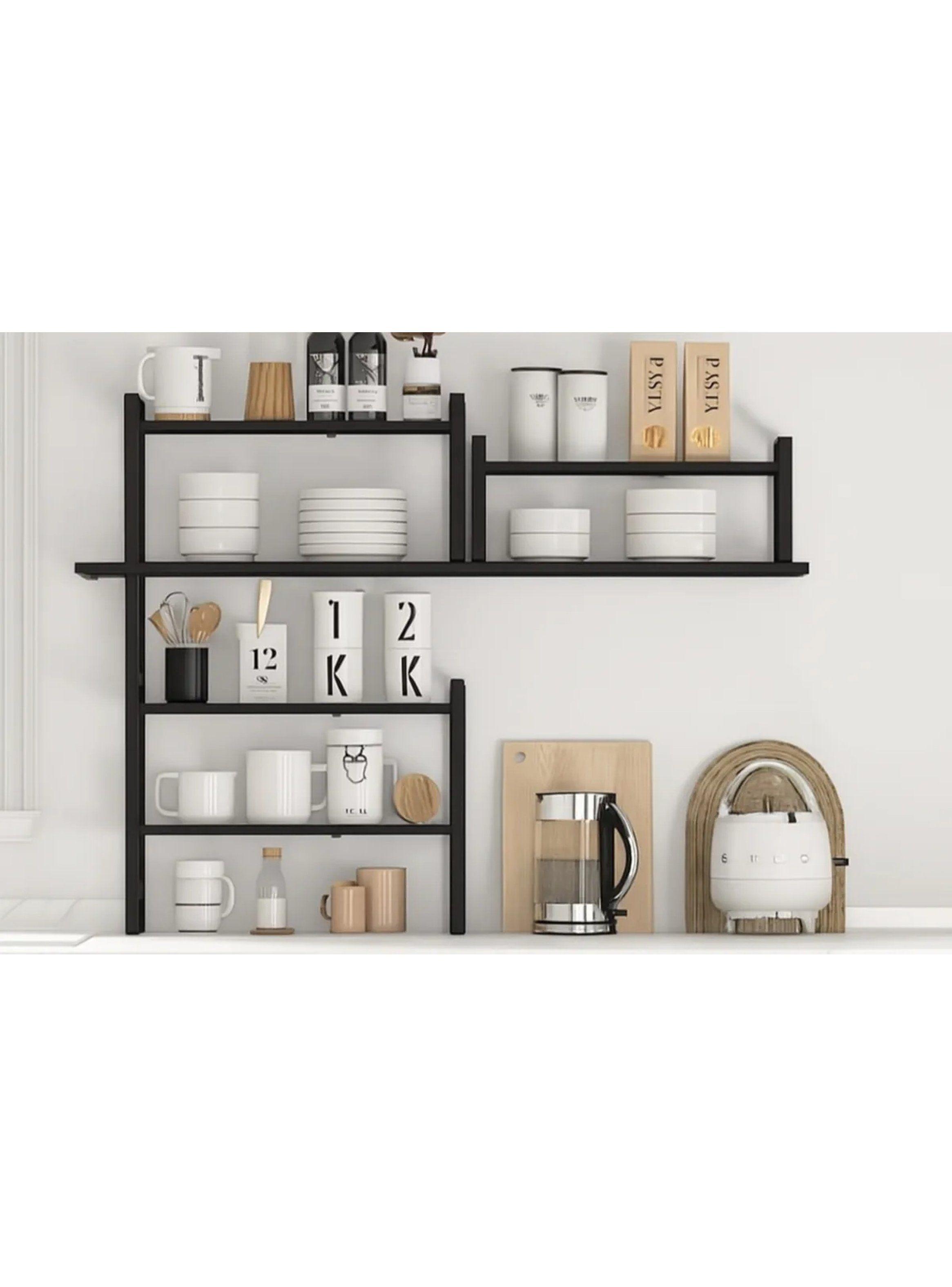 Estante de Cocina Extensible Moderno Metal Negro-7