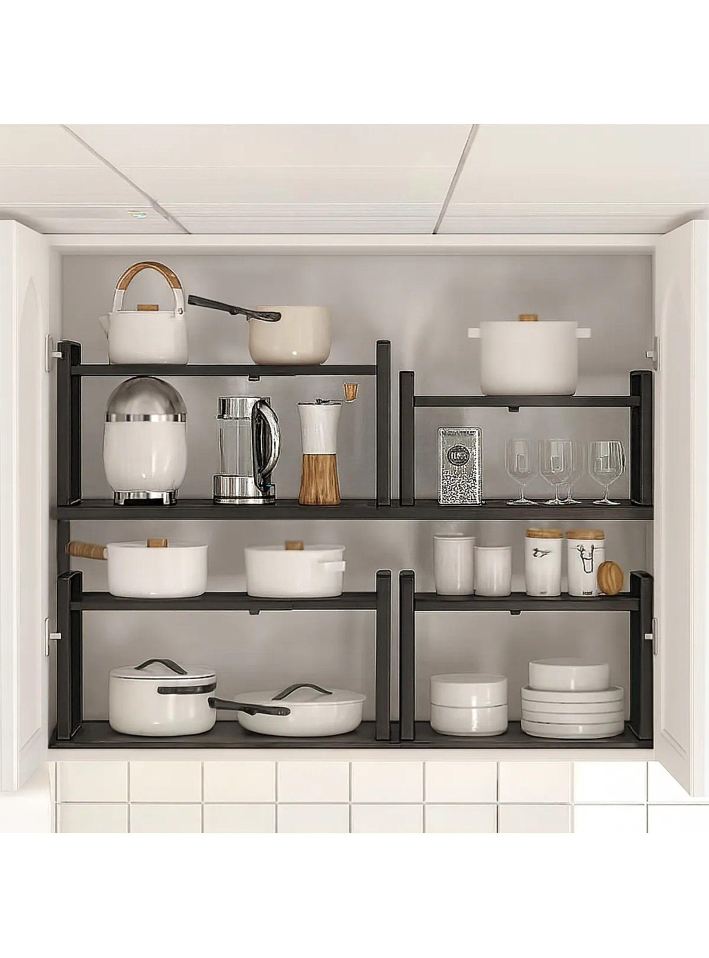Estante de Cocina Extensible Moderno Metal Negro-8