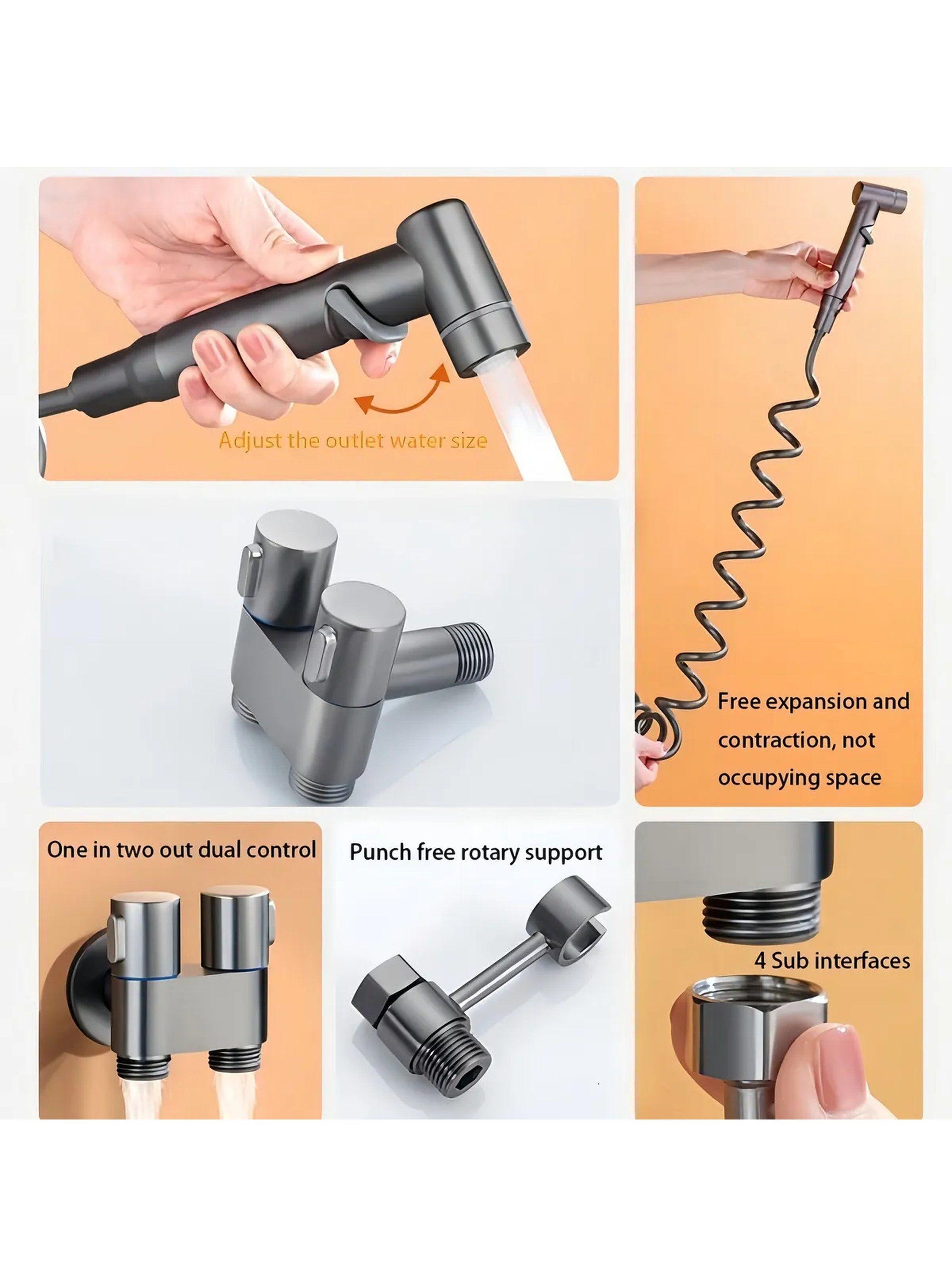 Set De Ducha Manual Bidet Acero Inoxidable Color Negro-6