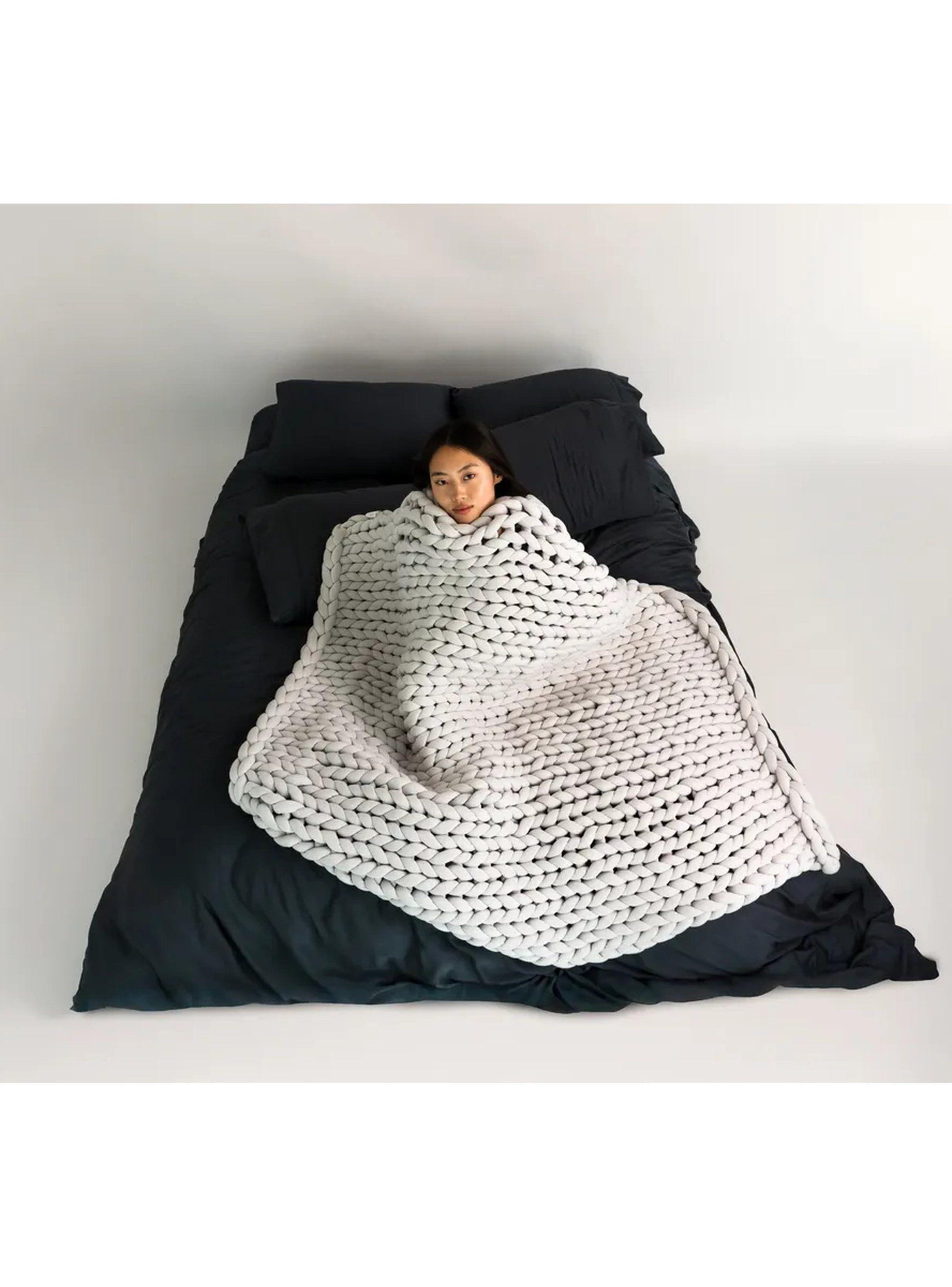 Manta Tejida de Algodón Gris Clásico -2