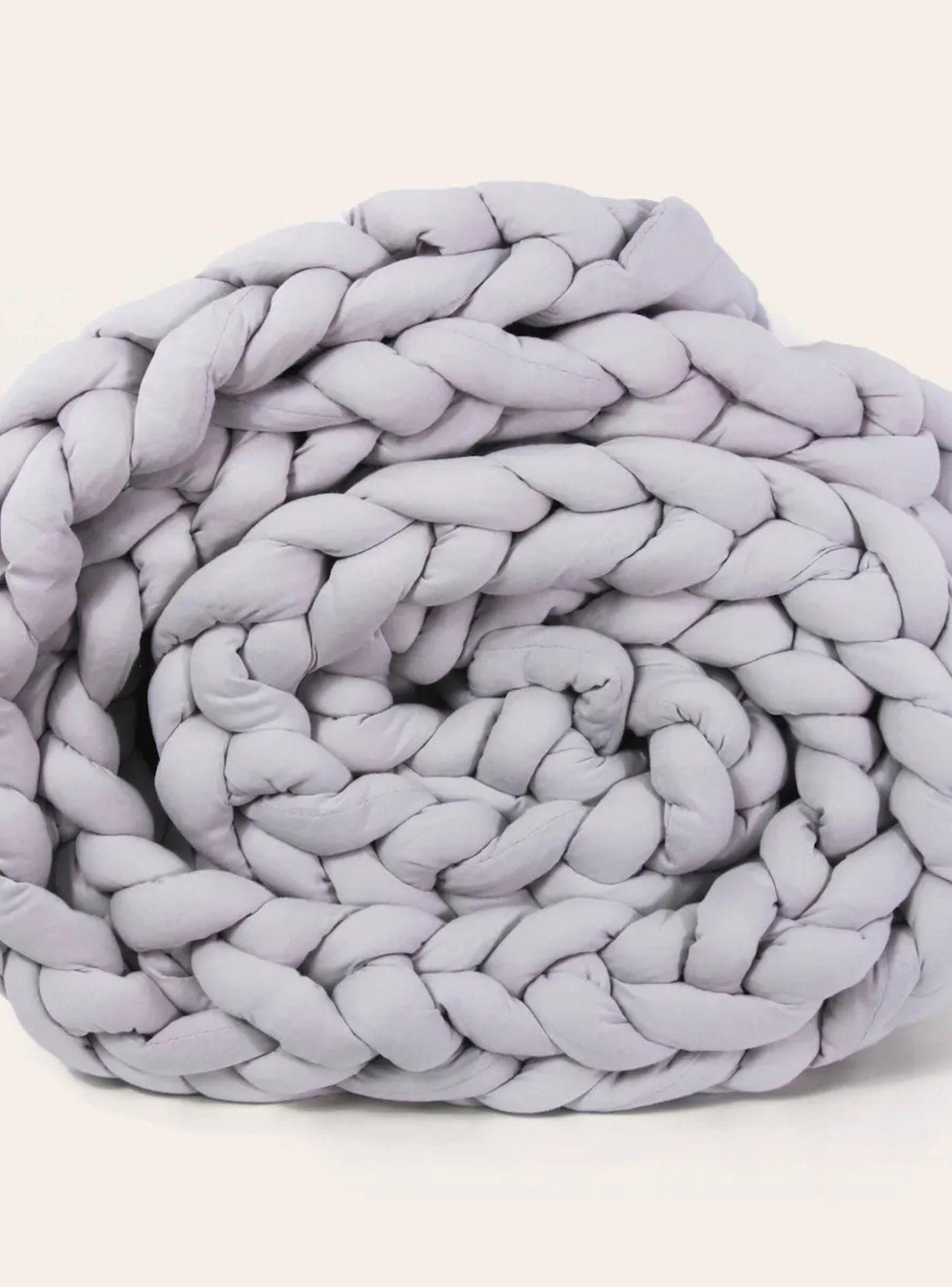 Manta Tejida de Algodón Gris Clásico -5