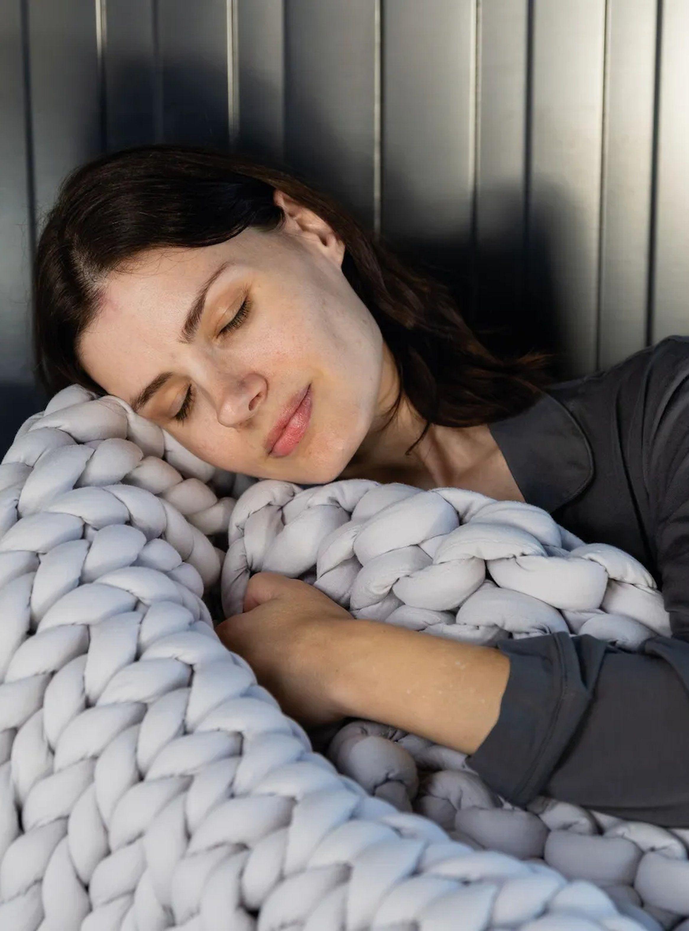 Manta Tejida de Algodón Gris Clásico -7