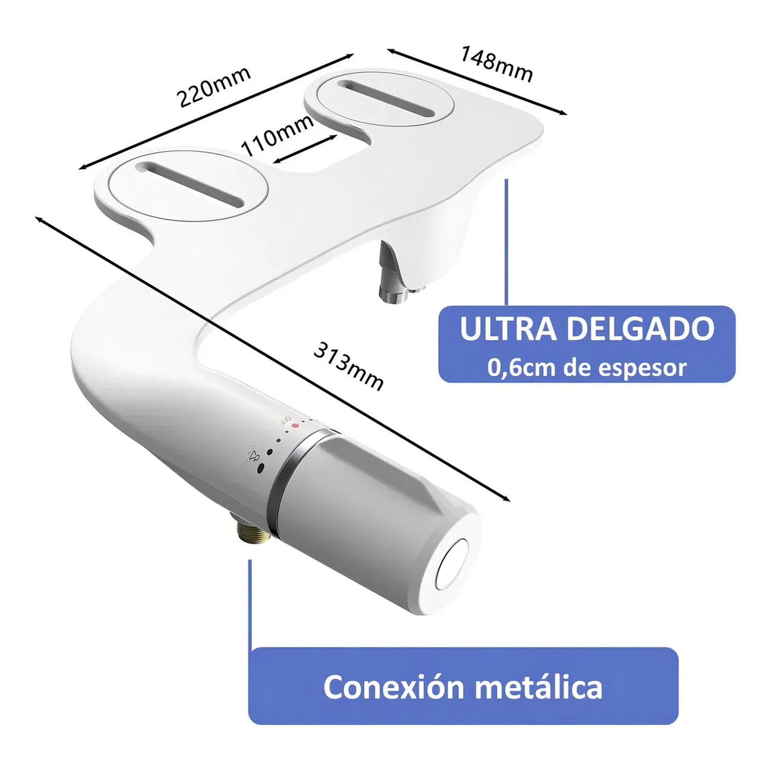 Bidet Ultra Delgado Ajustable Conexión Metálica Lavado Femenino-4