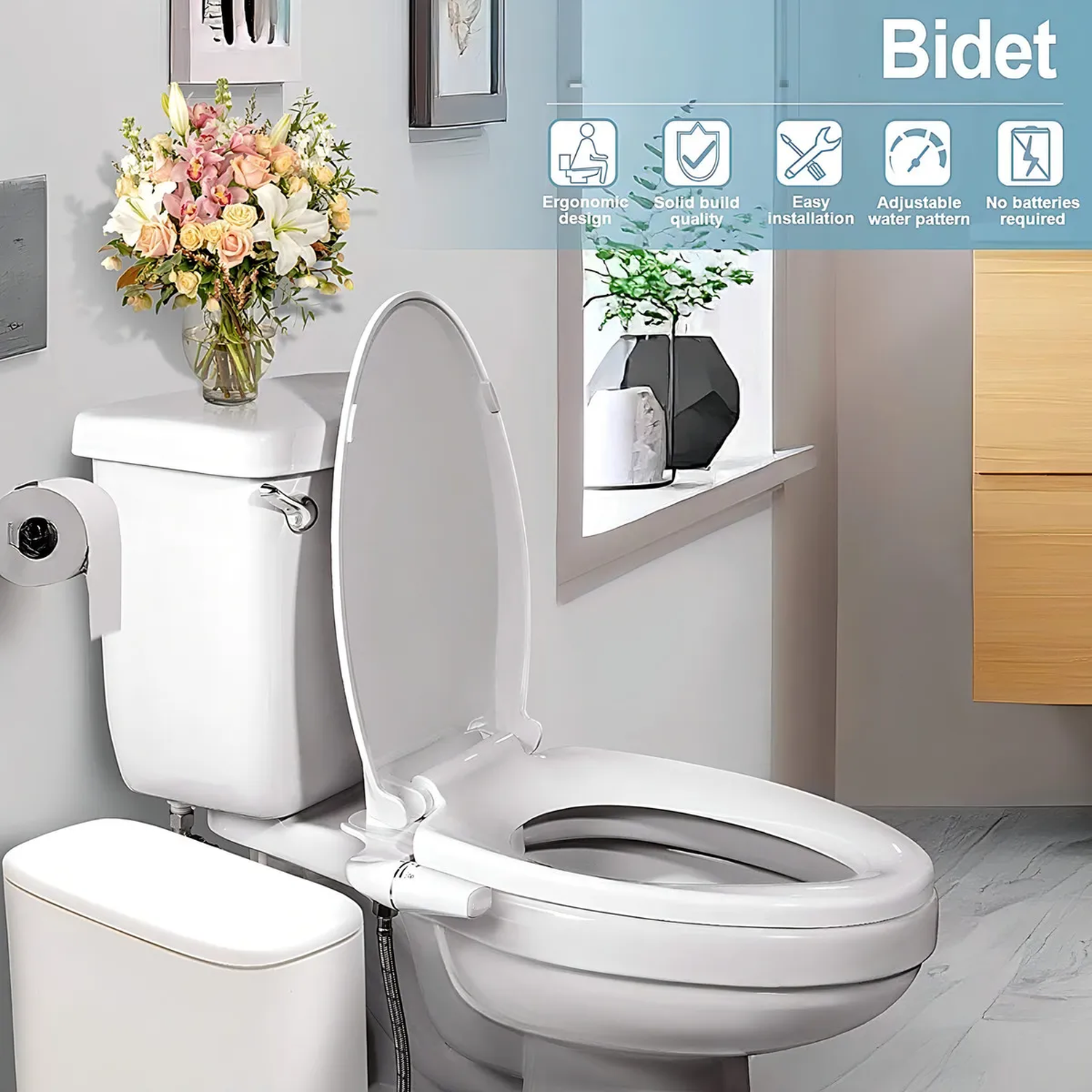 Bidet Ultra Delgado Ajustable Conexión Metálica Lavado Femenino-6