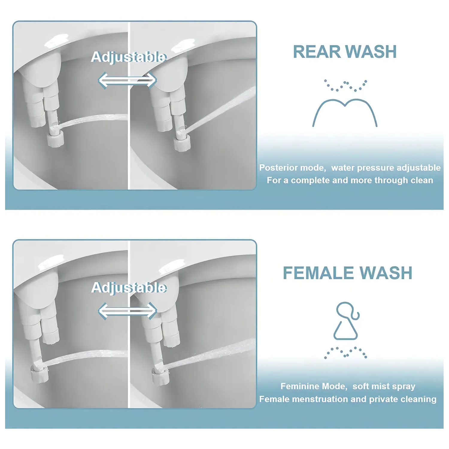 Bidet Ultra Delgado Ajustable Conexión Metálica Lavado Femenino-7