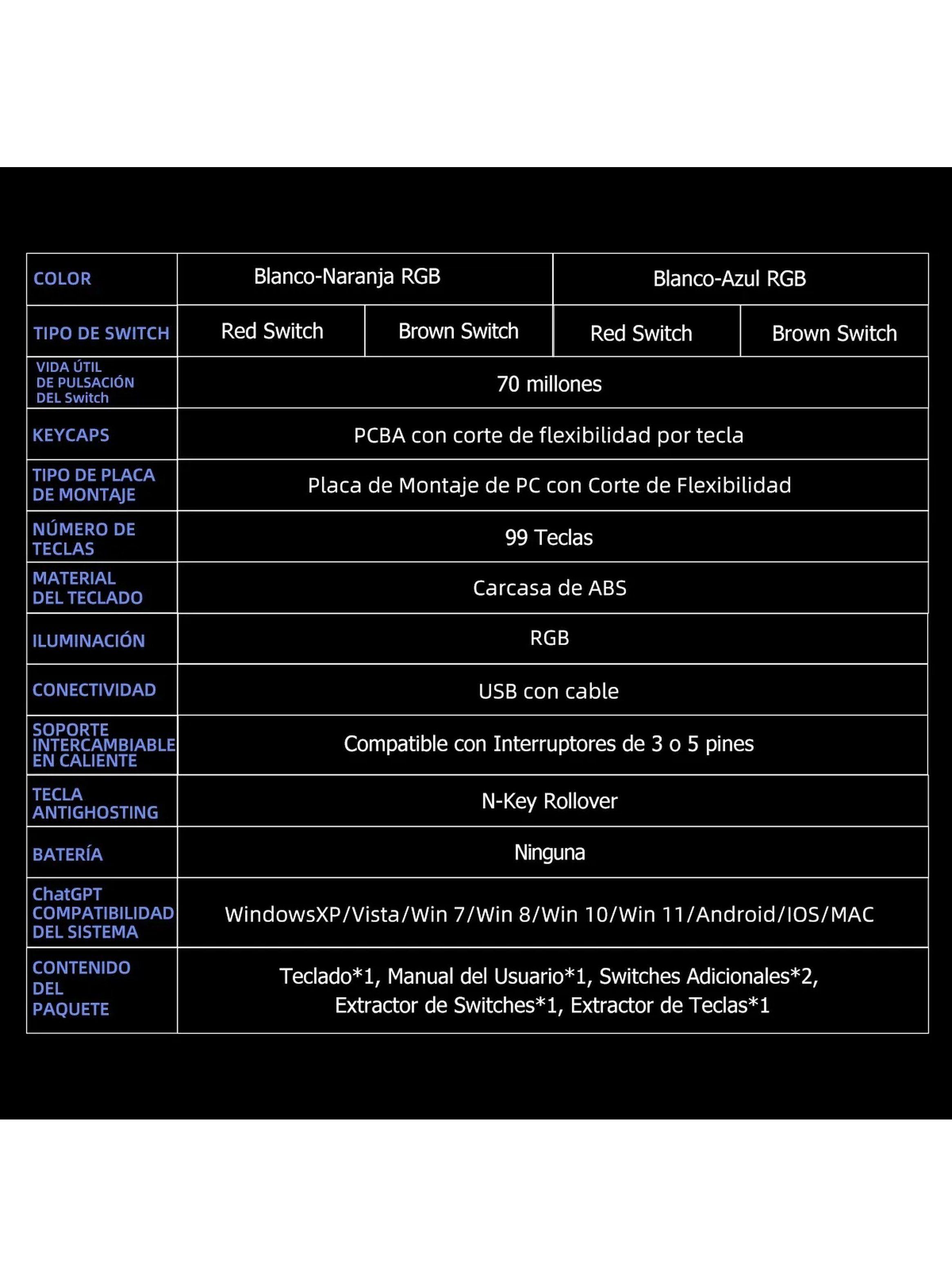 Teclado Mecánico RGB Intercambiable PBT Doble Inyección-9
