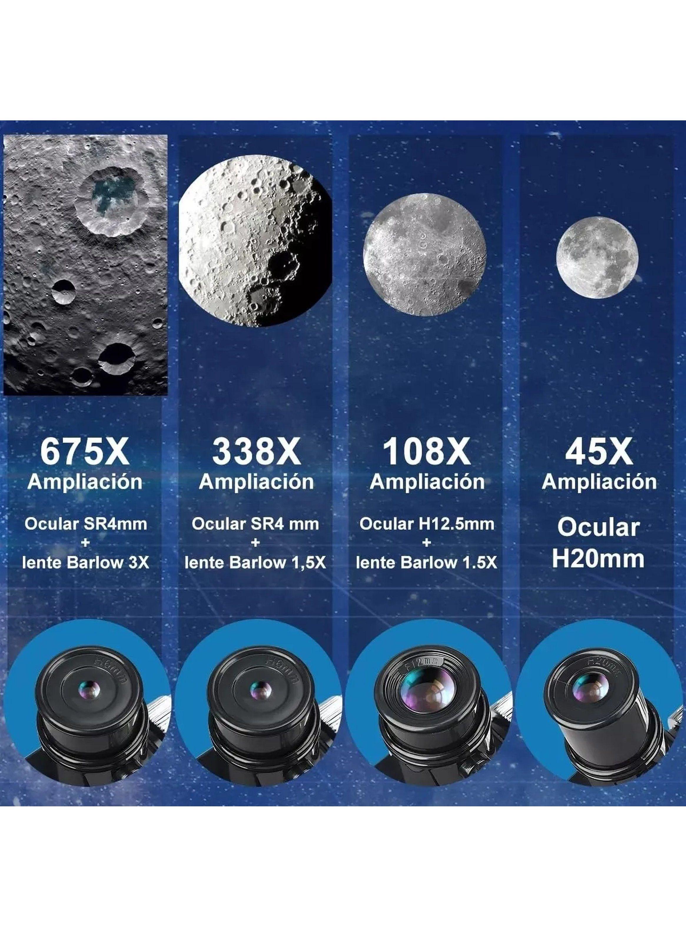 Telescopio Astronómico Refractante 675X Ampliación con Trípode y Accesorios-2