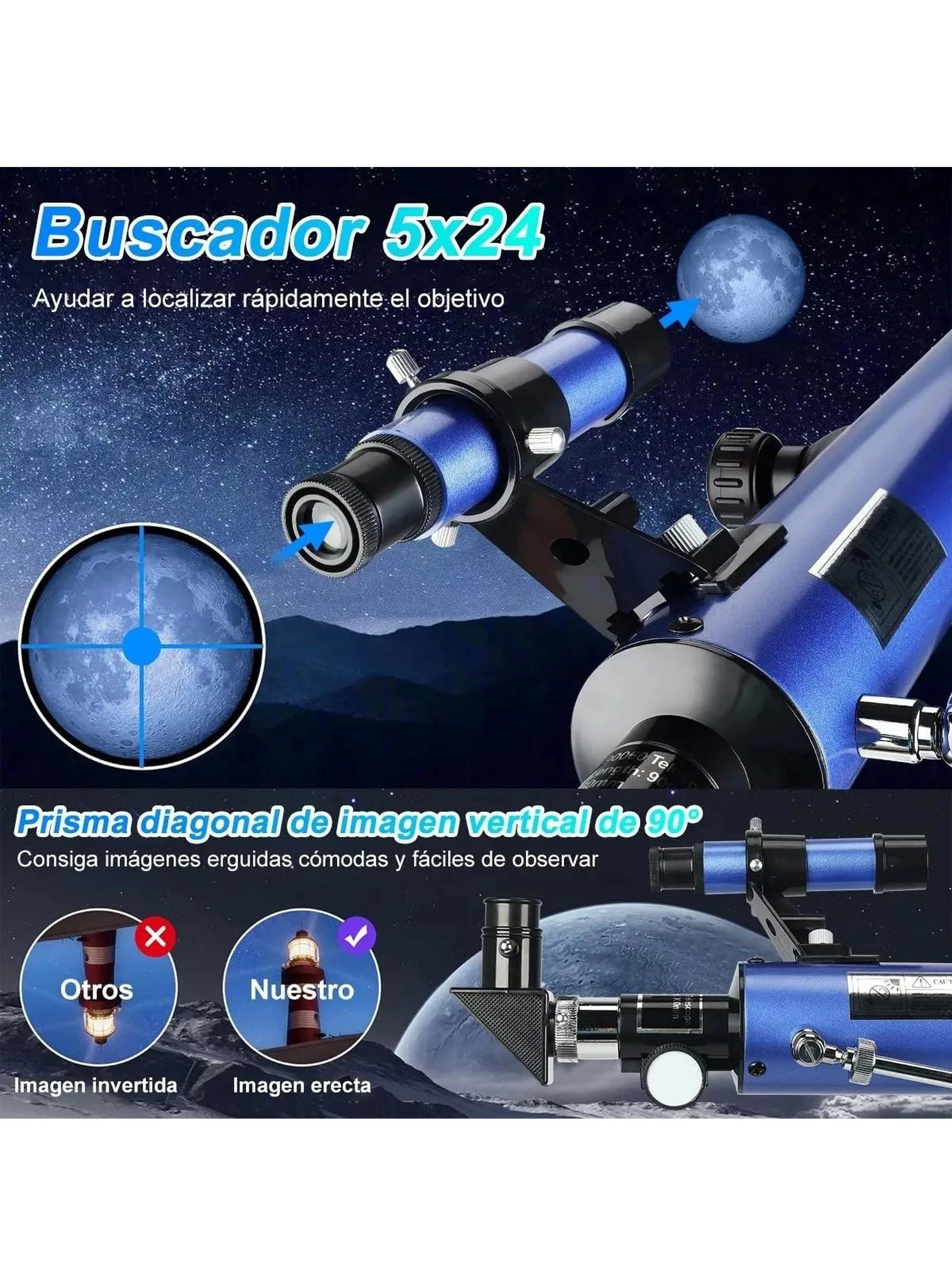 Telescopio Astronómico Refractante 675X Ampliación con Trípode y Accesorios-3