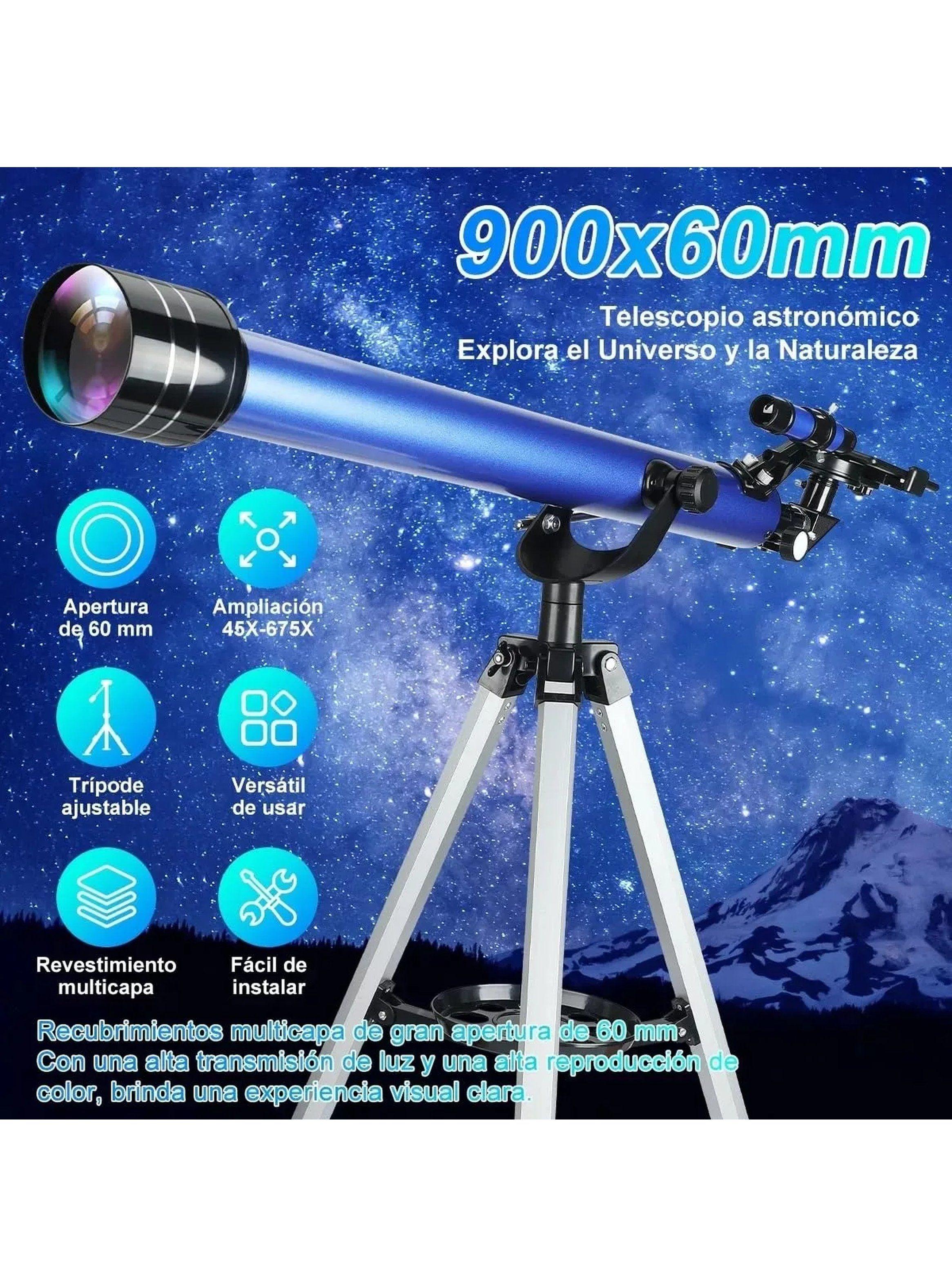 Telescopio Astronómico Refractante 675X Ampliación con Trípode y Accesorios-5