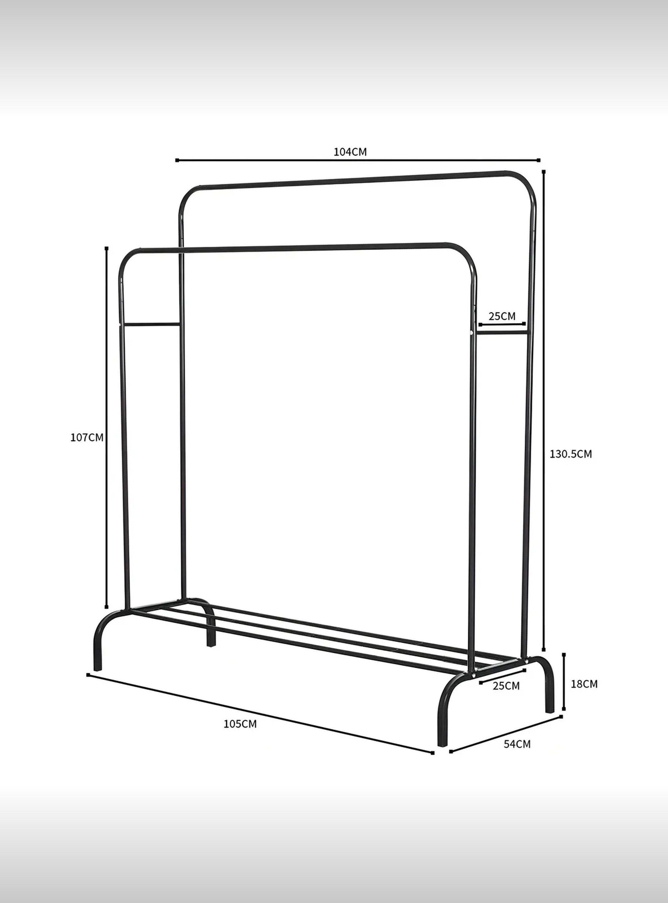 Perchero de Ropa de Metal Negro Multifuncional Con Estante de Almacenaje-3