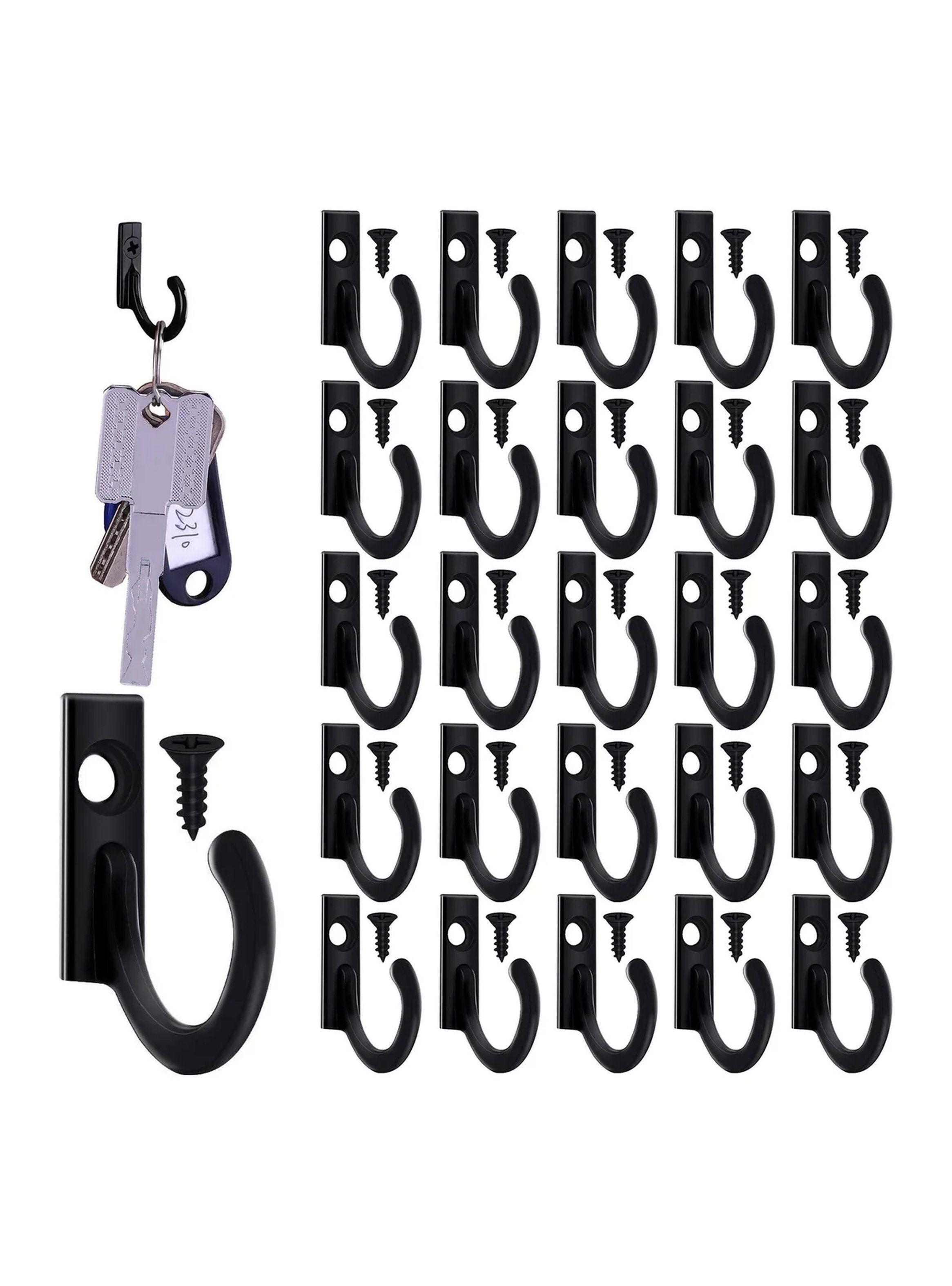 Ganchos de Pared con Tornillos Negros 2 cm Paquete 24 Piezas-0