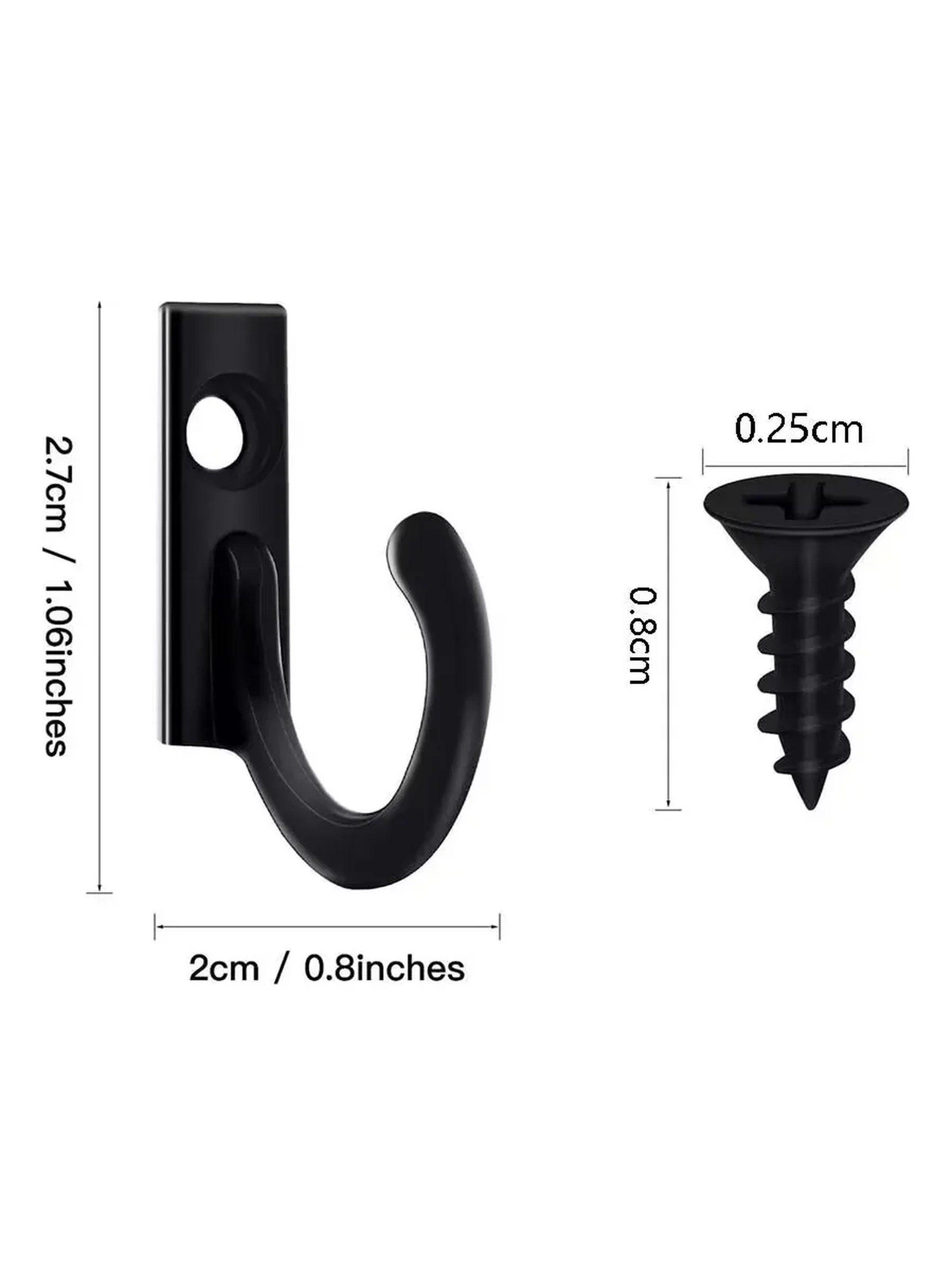 Ganchos de Pared con Tornillos Negros 2 cm Paquete 24 Piezas-1