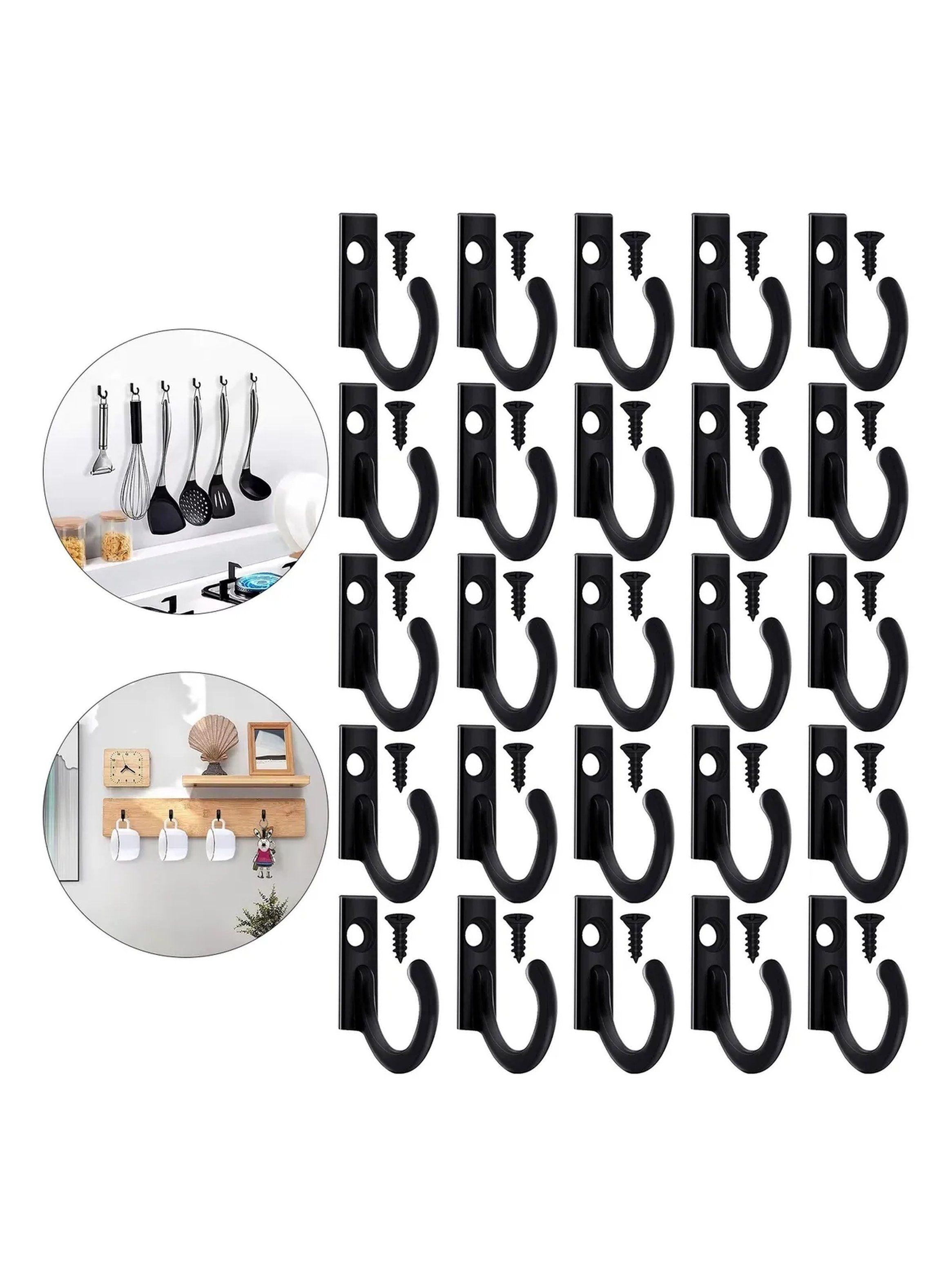 Ganchos de Pared con Tornillos Negros 2 cm Paquete 24 Piezas-7