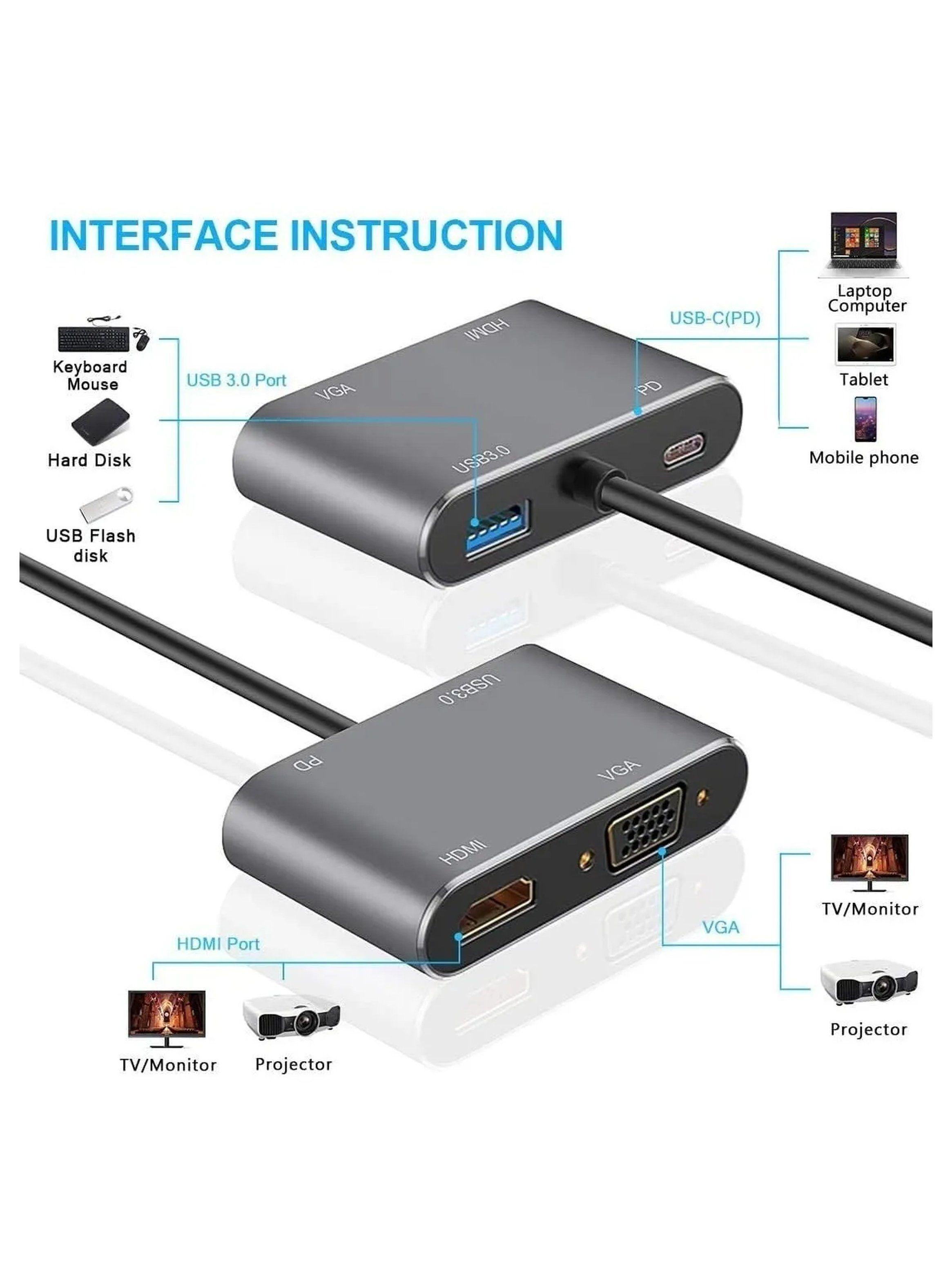 Adaptador USB-C Multipuerto HDMI VGA 87W Transferencia de Datos-3