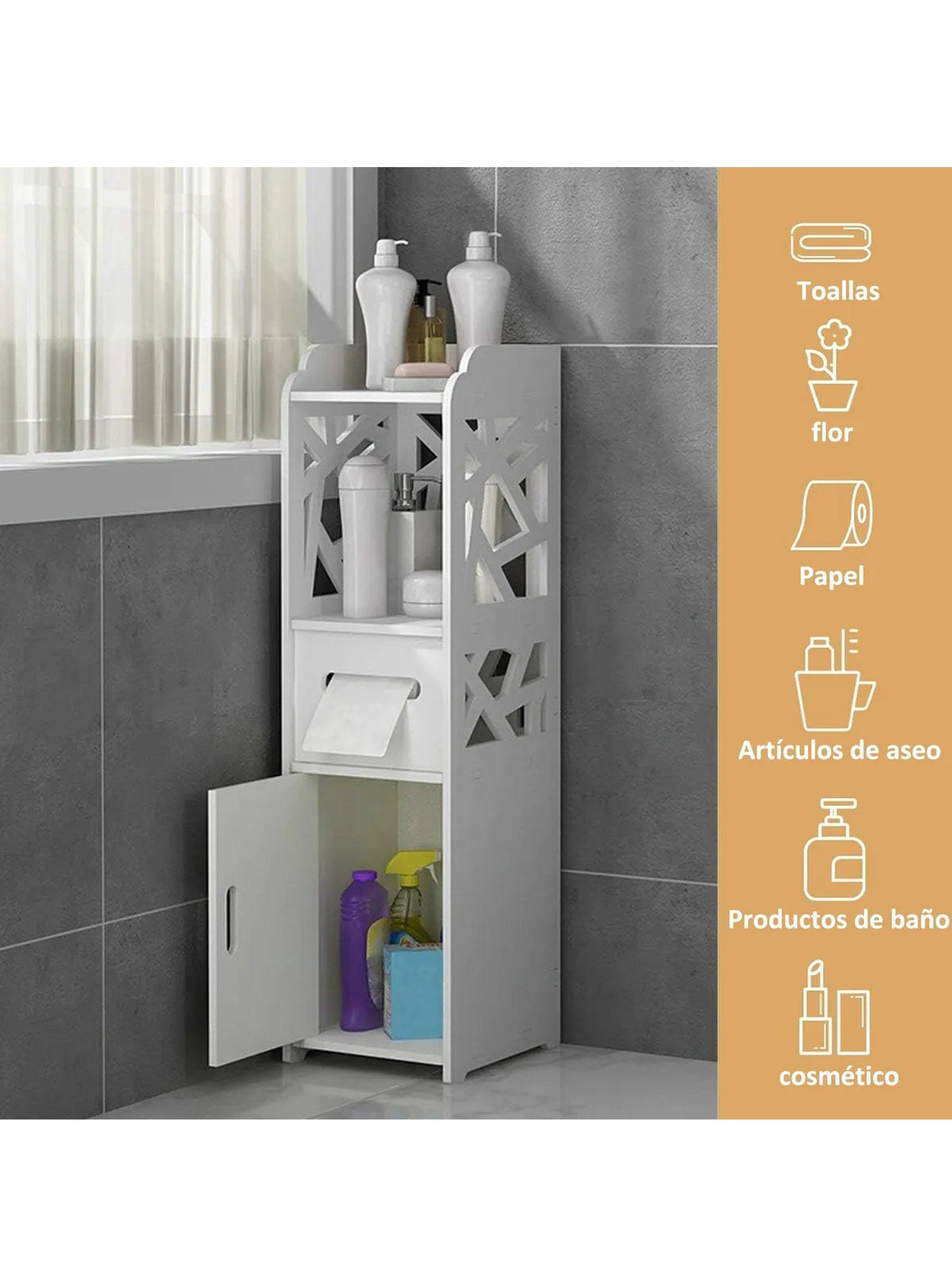 Estante de Baño Multifuncional Plástico Blanco 80cm-3
