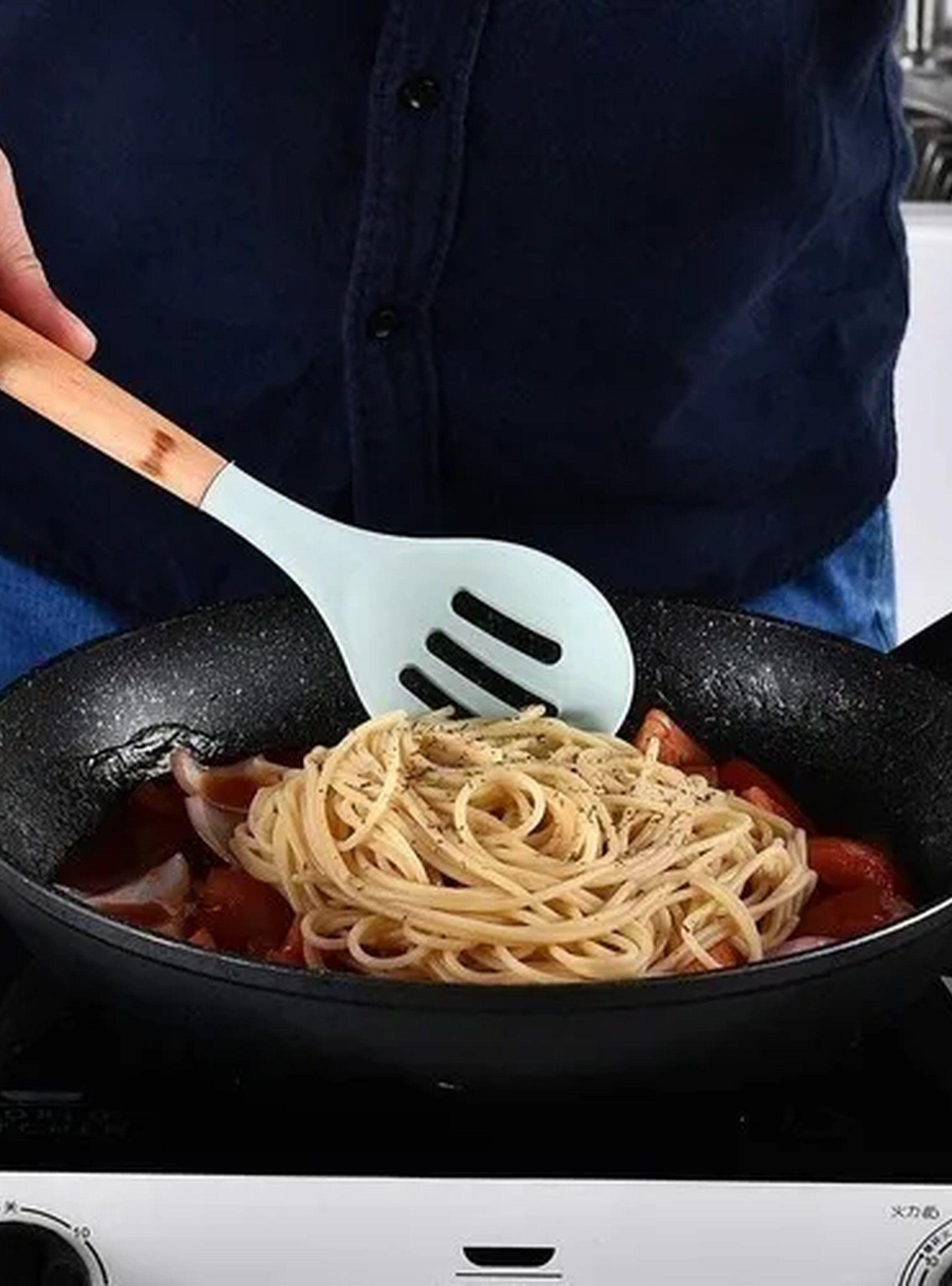 Set Utensilios de Cocina Silicone BPA Free Mango de Madera Verde 12 Piezas-7