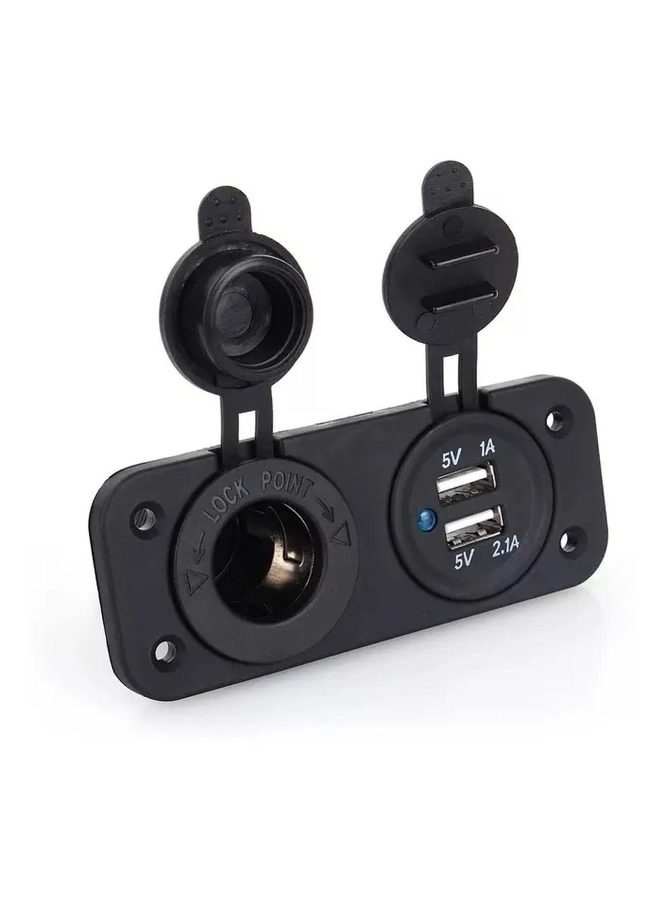 Cargador USB para Automóvil 12V Dual 5V 1A/2.1A Panel Negro-2