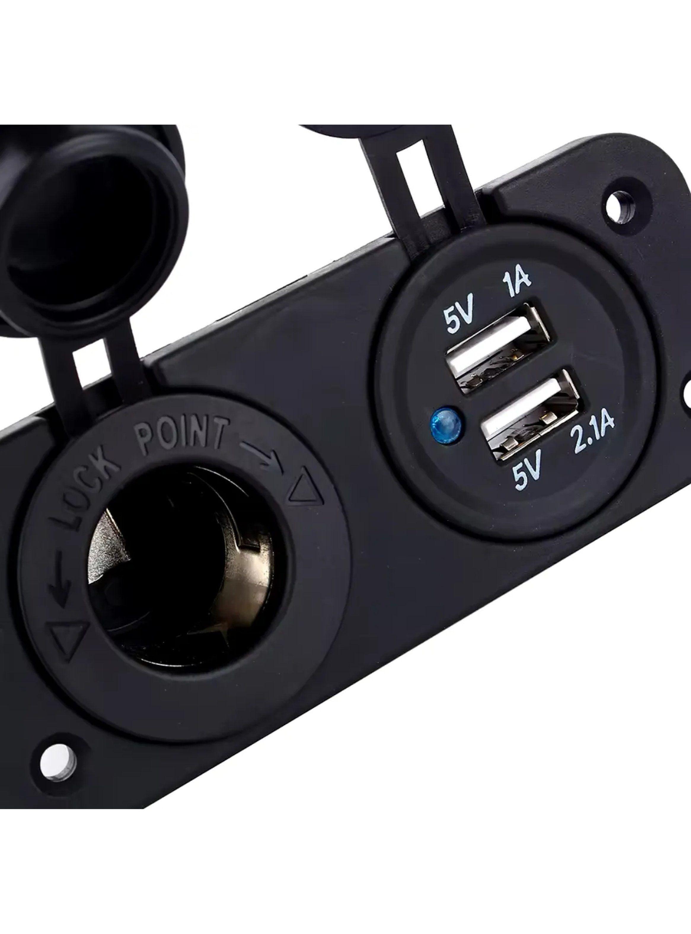 Cargador USB para Automóvil 12V Dual 5V 1A/2.1A Panel Negro-4