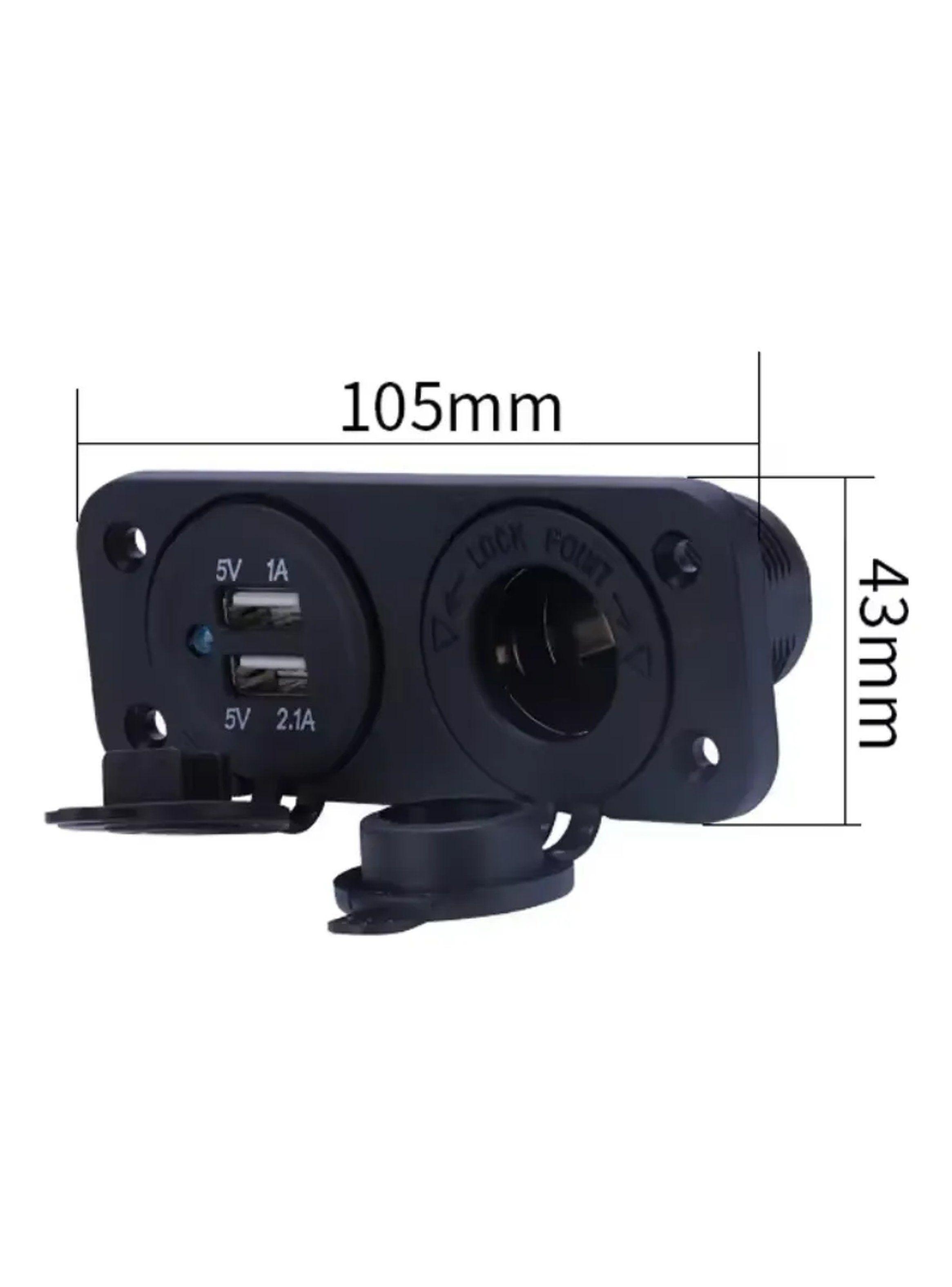 Cargador USB para Automóvil 12V Dual 5V 1A/2.1A Panel Negro-6