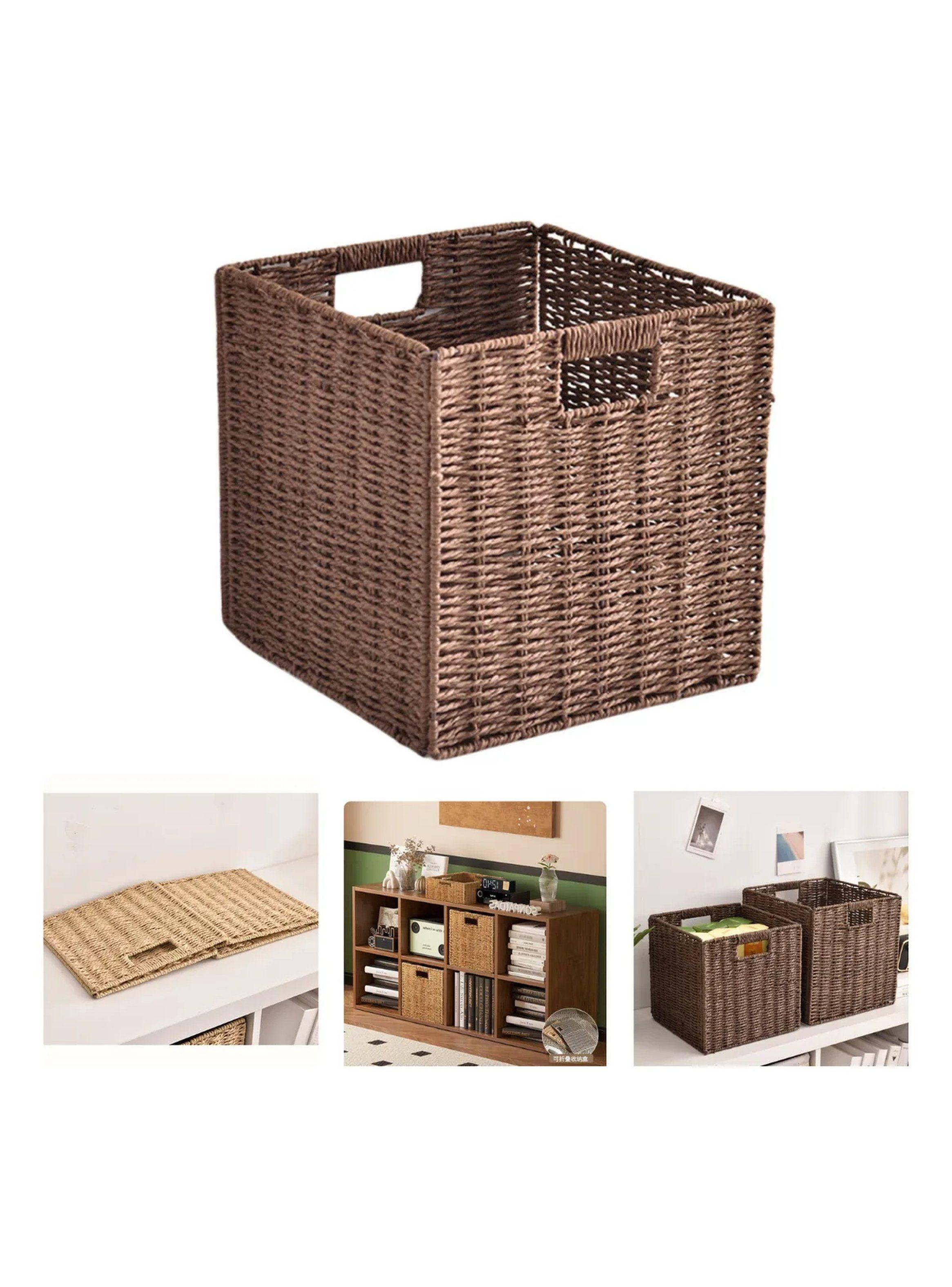 Caja Organizadora de Mimbre 27x27x27 Cm Marrón-0