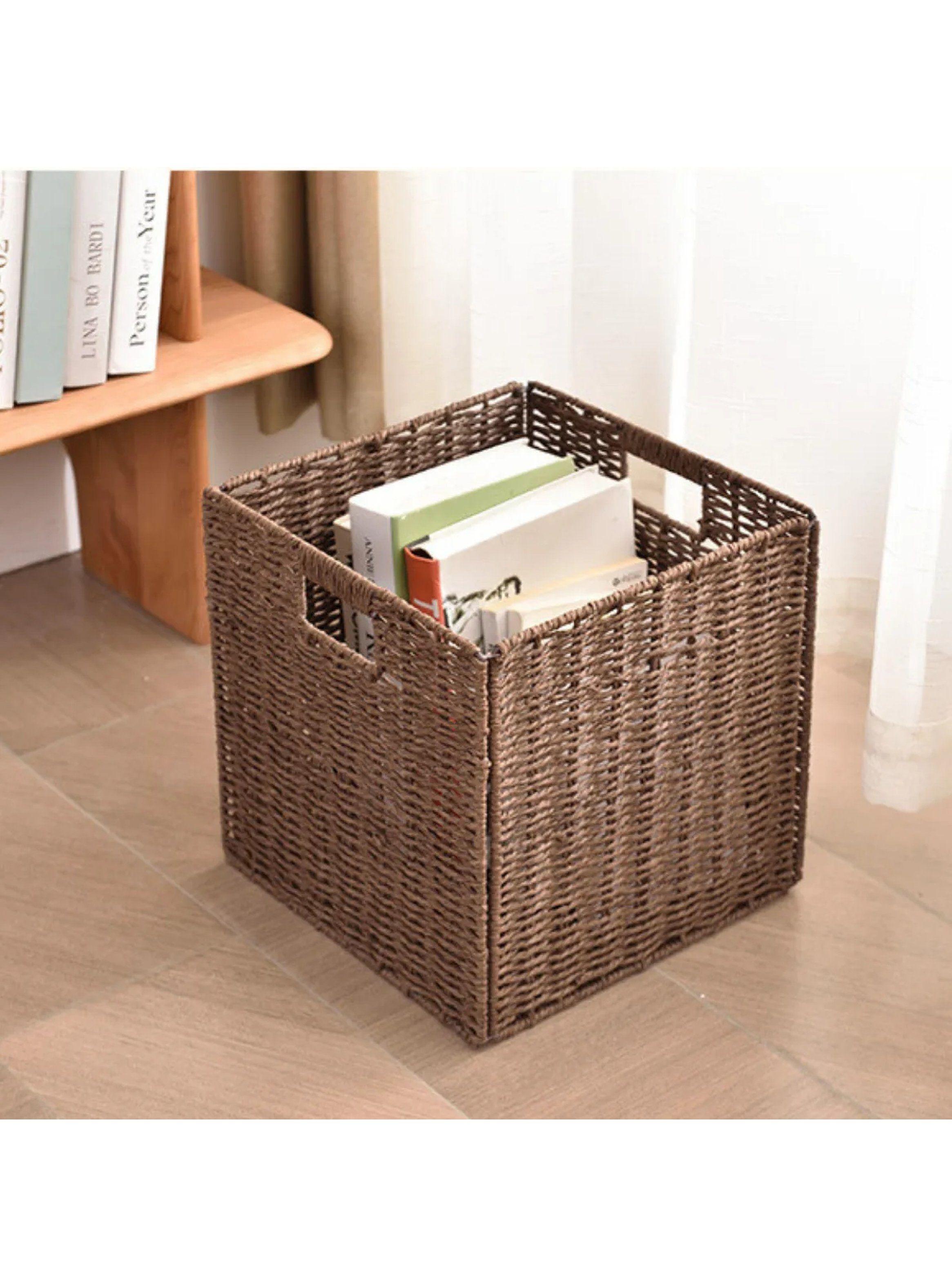 Caja Organizadora de Mimbre 27x27x27 Cm Marrón-2