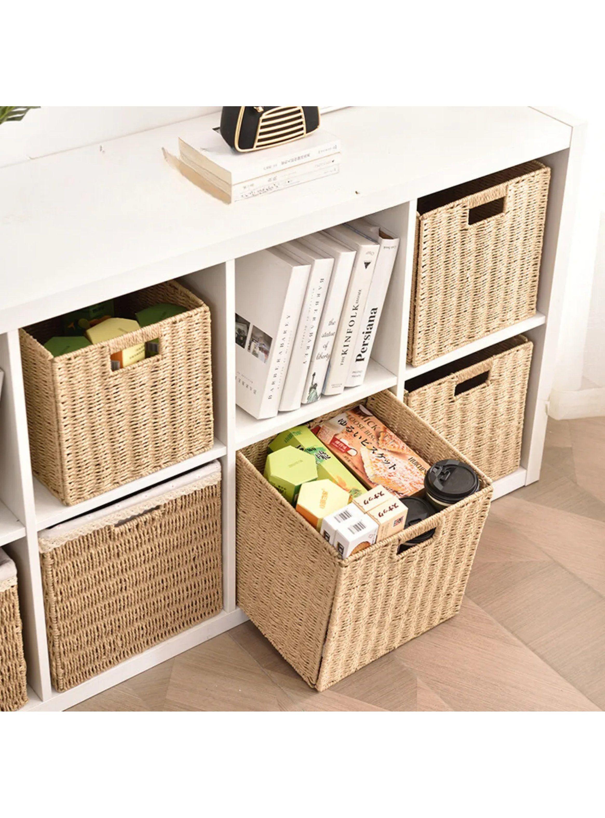 Caja Organizadora de Mimbre 27x27x27 Cm Marrón-5