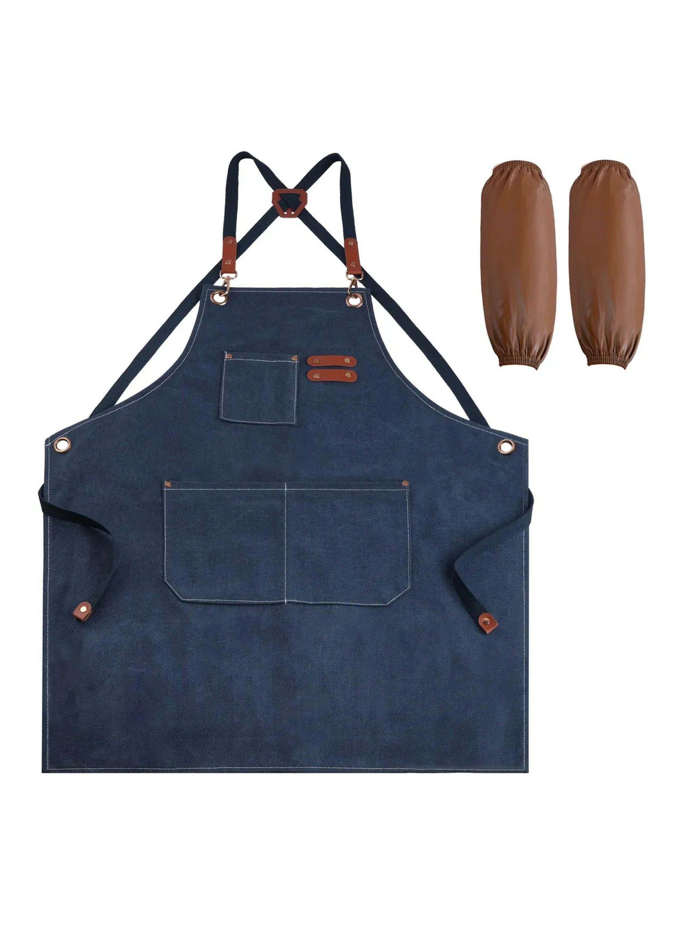 Delantal de Trabajo Unisex Ajustable con Mangas Antimanchas-0