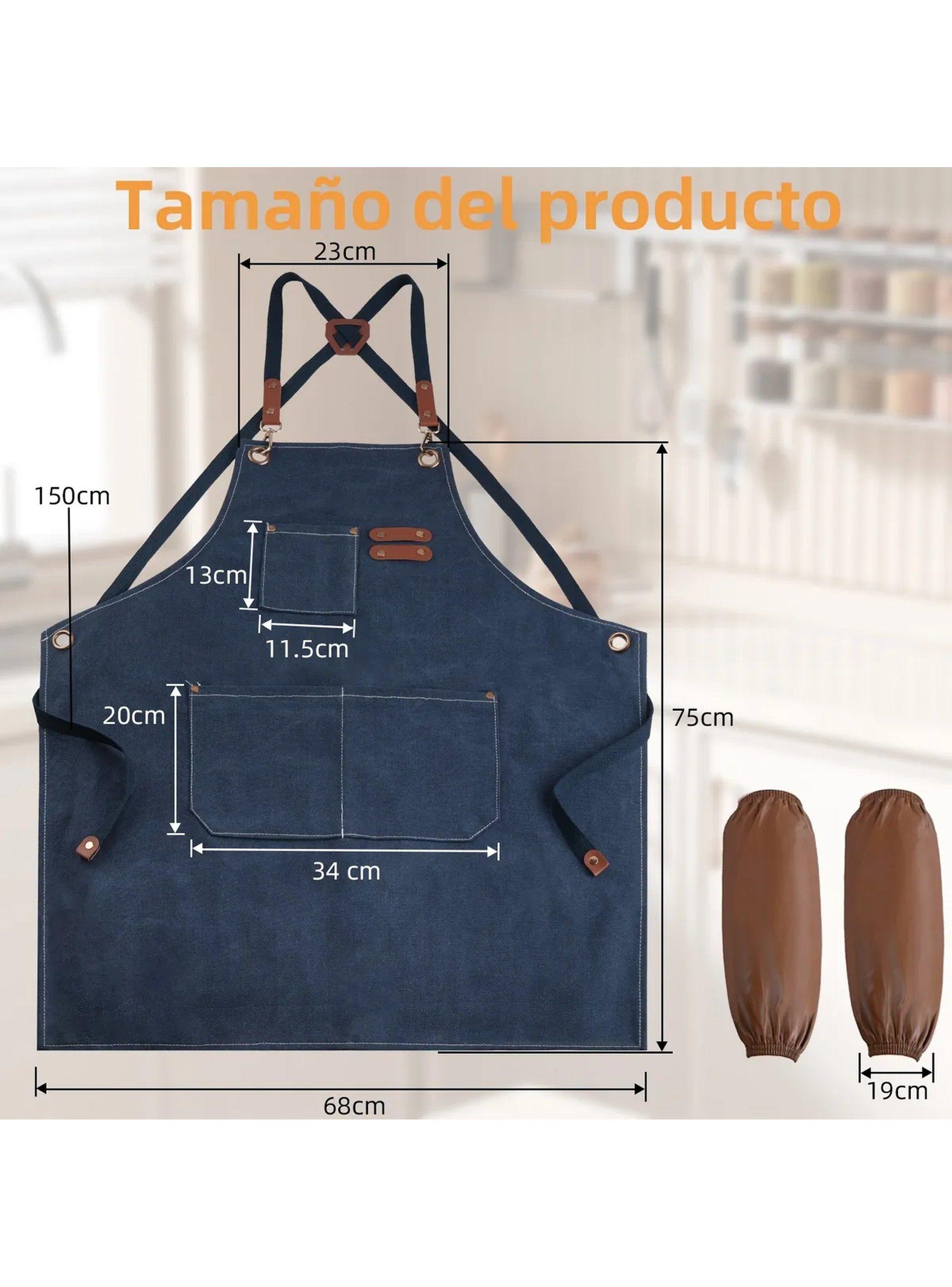 Delantal de Trabajo Unisex Ajustable con Mangas Antimanchas-1