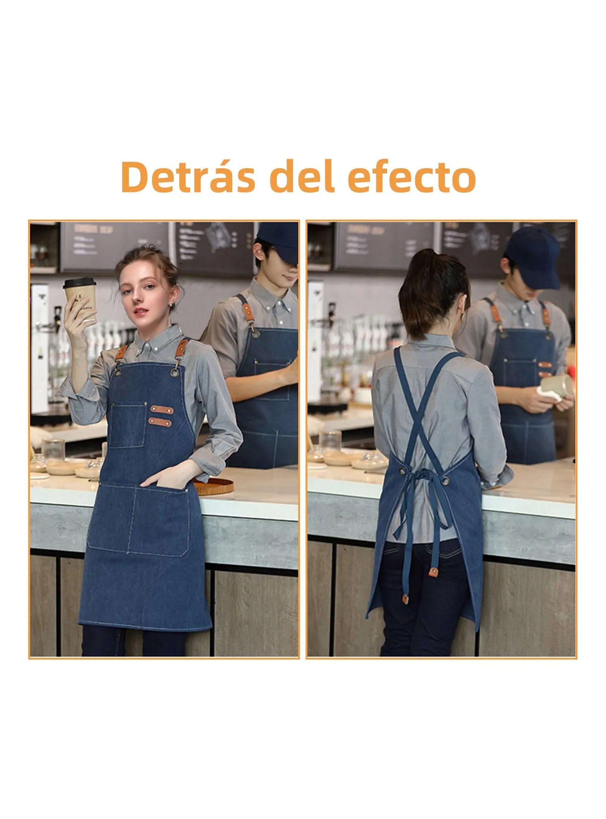 Delantal de Trabajo Unisex Ajustable con Mangas Antimanchas-2