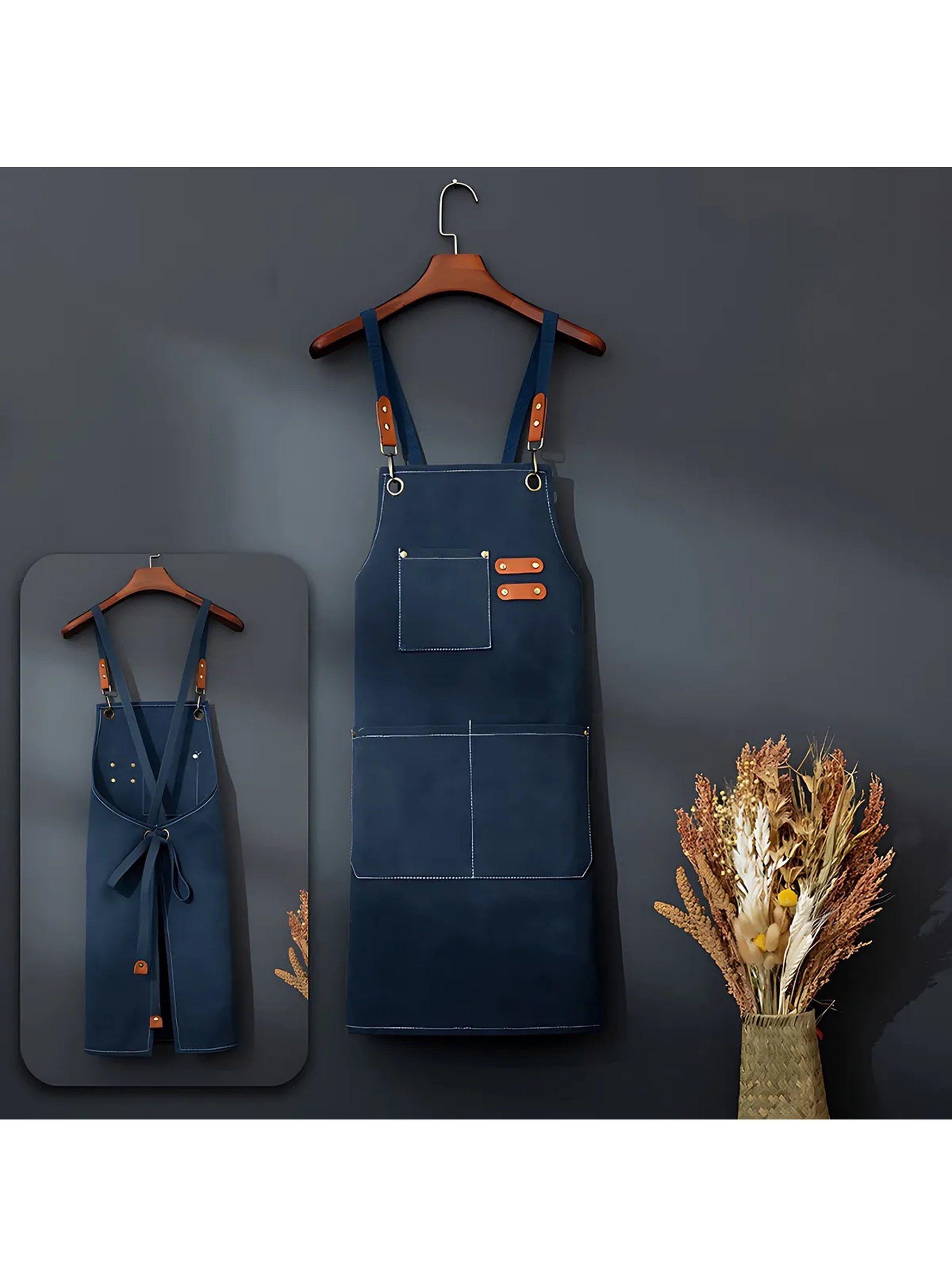 Delantal de Trabajo Unisex Ajustable con Mangas Antimanchas-3