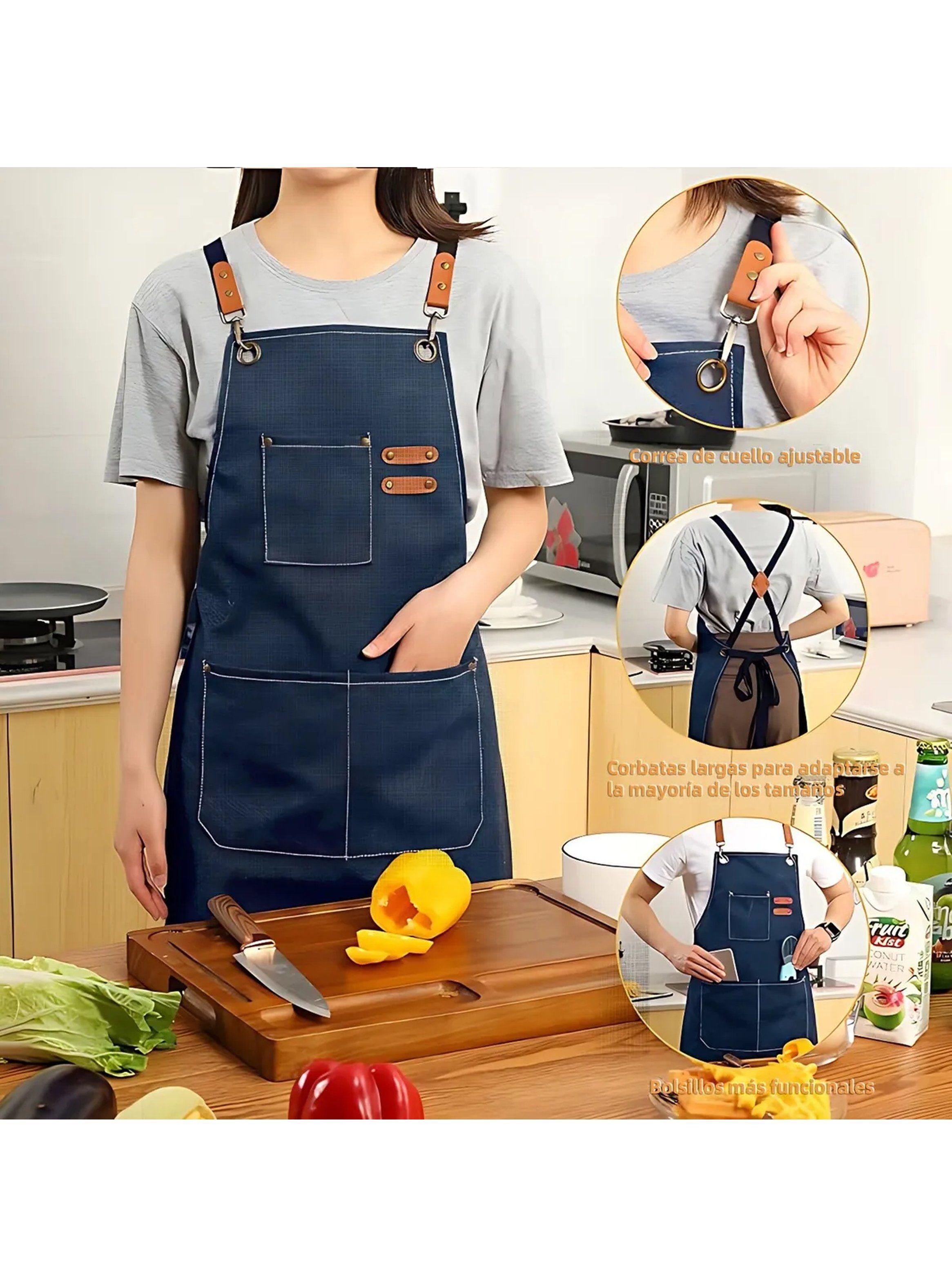 Delantal de Trabajo Unisex Ajustable con Mangas Antimanchas-6