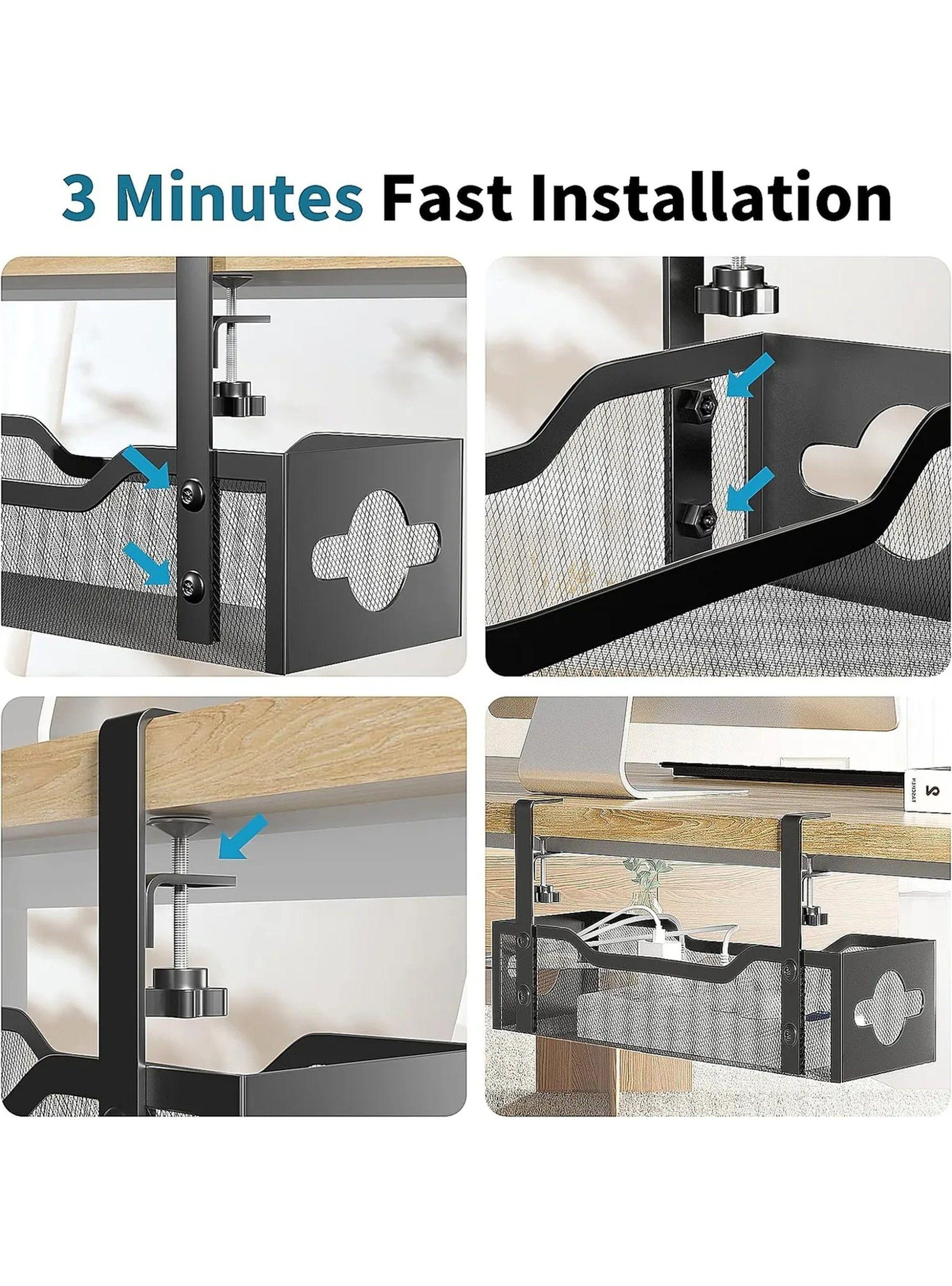 Organizador de Cables Metálico Ajustable 34cm Negro-3