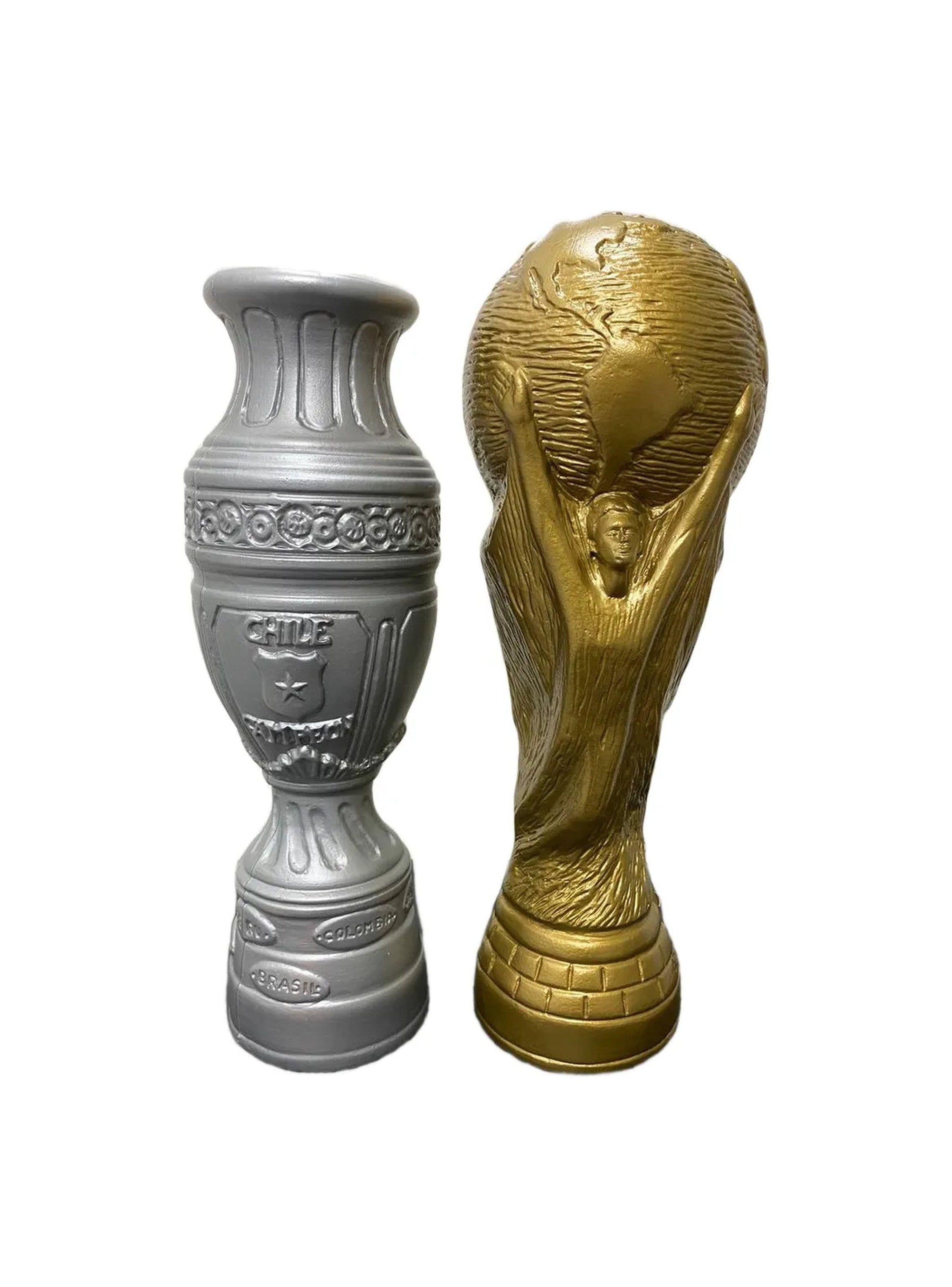 Trofeo Decorativo Estilo Copa Mundial Metalizado Oro y Plata-3