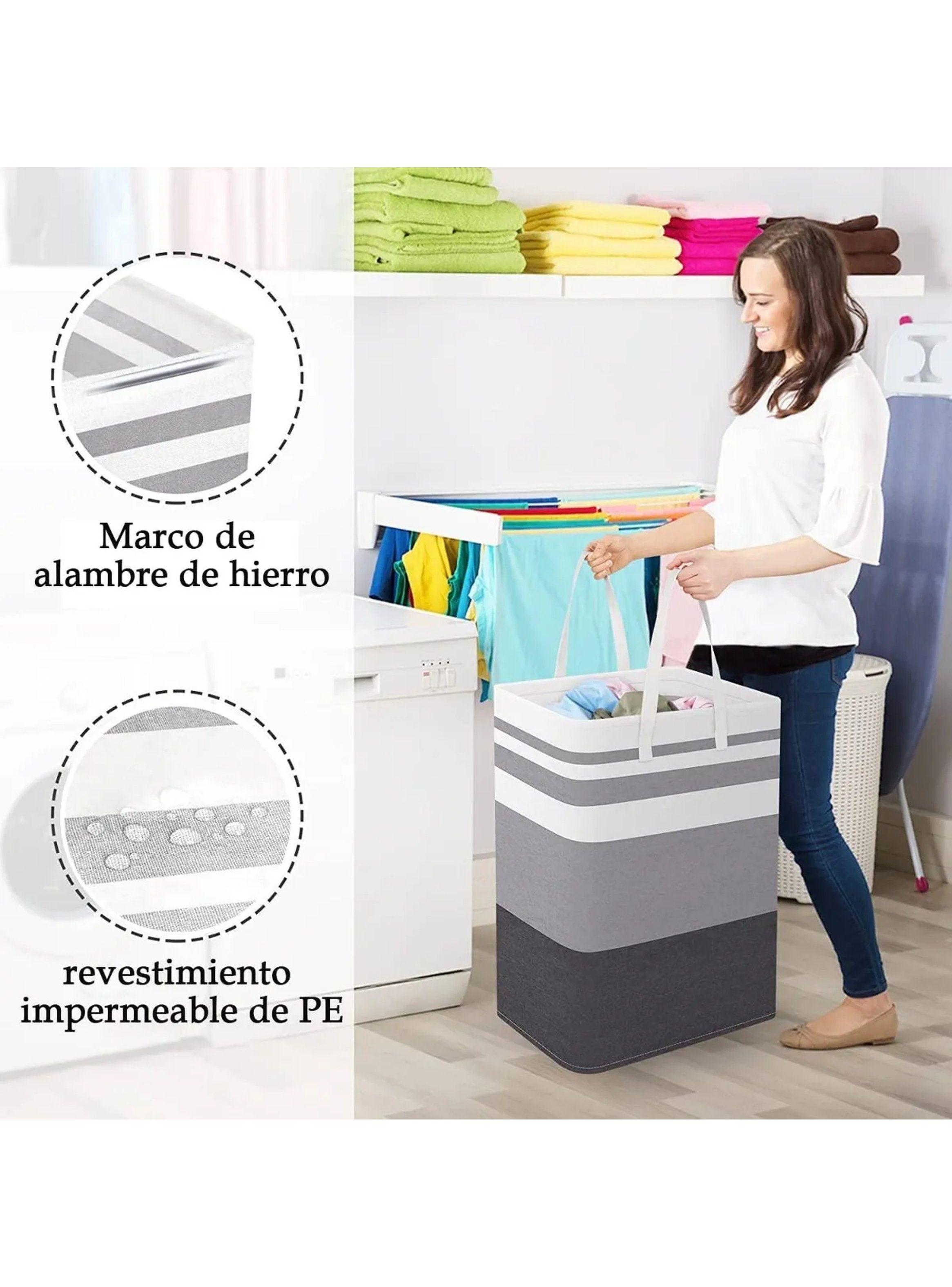 Cesto de Ropa Plegable 63cm Antidesgarro Impermeable Diseño Ahorra Espacio-4