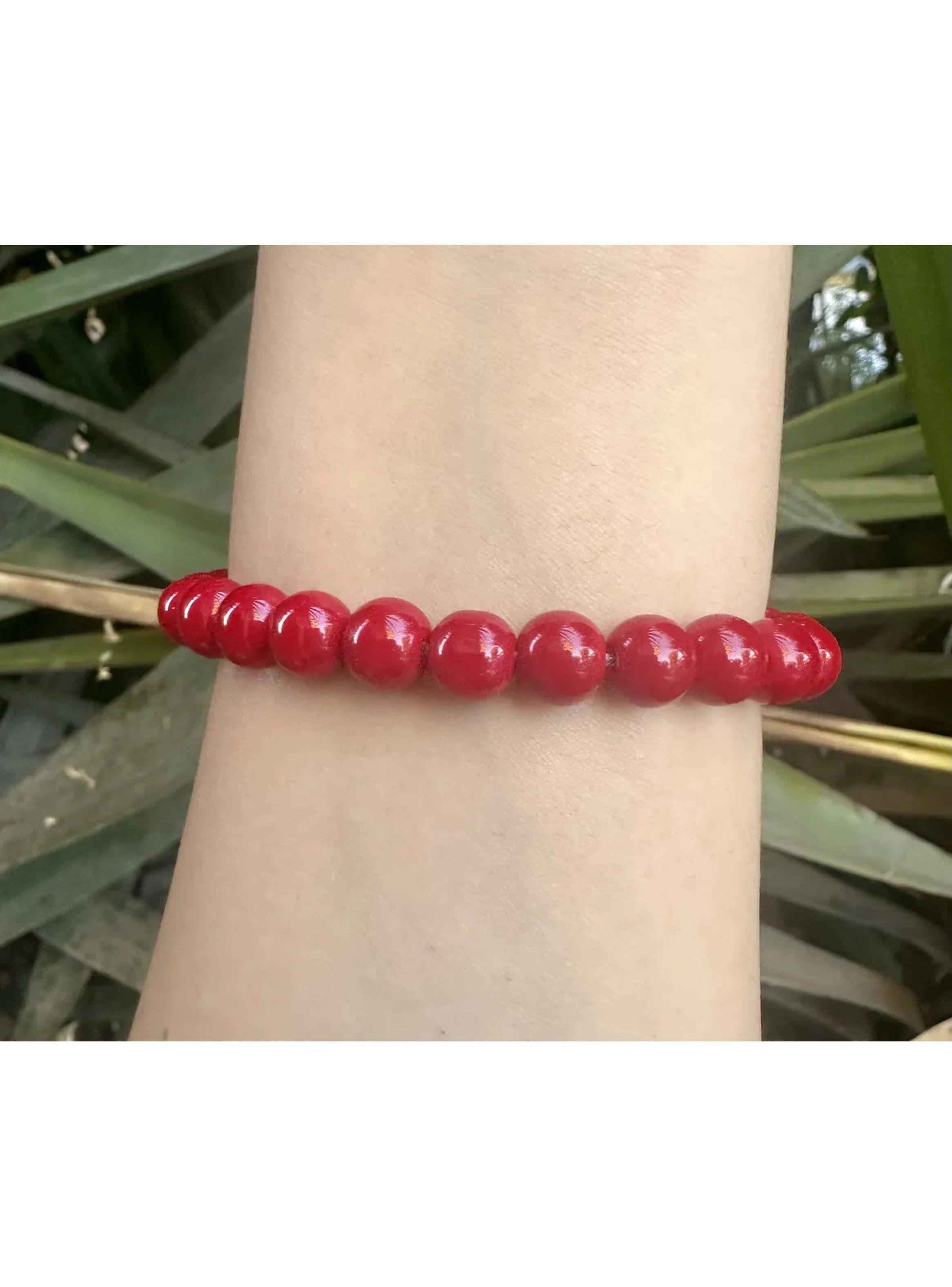 Pulsera de Cuentas Rojas Con Dije Celta Plata-5